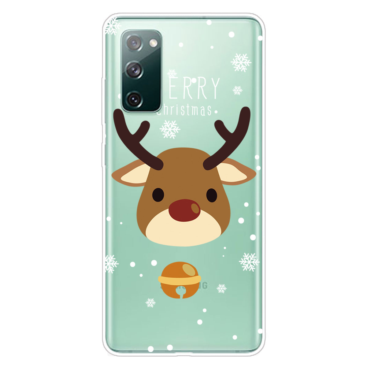 Christmas Theme Painting TPU Cell Phone Case for Samsung Galaxy S20 FE/S20 Fan Edition/S20 FE 5G/S20 Fan Edition 5G/S20 Lite - Moose and Bell