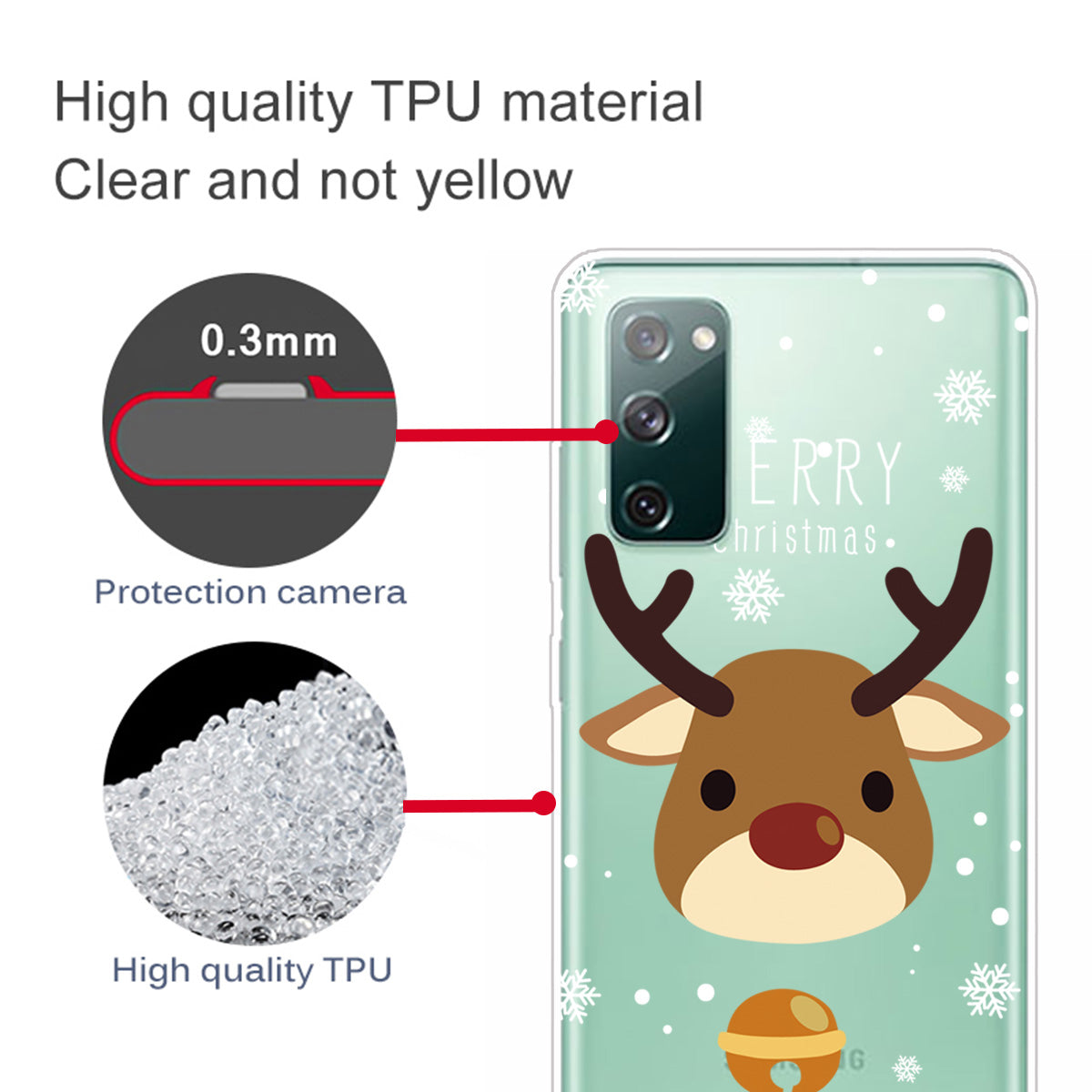 Christmas Theme Painting TPU Cell Phone Case for Samsung Galaxy S20 FE/S20 Fan Edition/S20 FE 5G/S20 Fan Edition 5G/S20 Lite - Moose and Bell