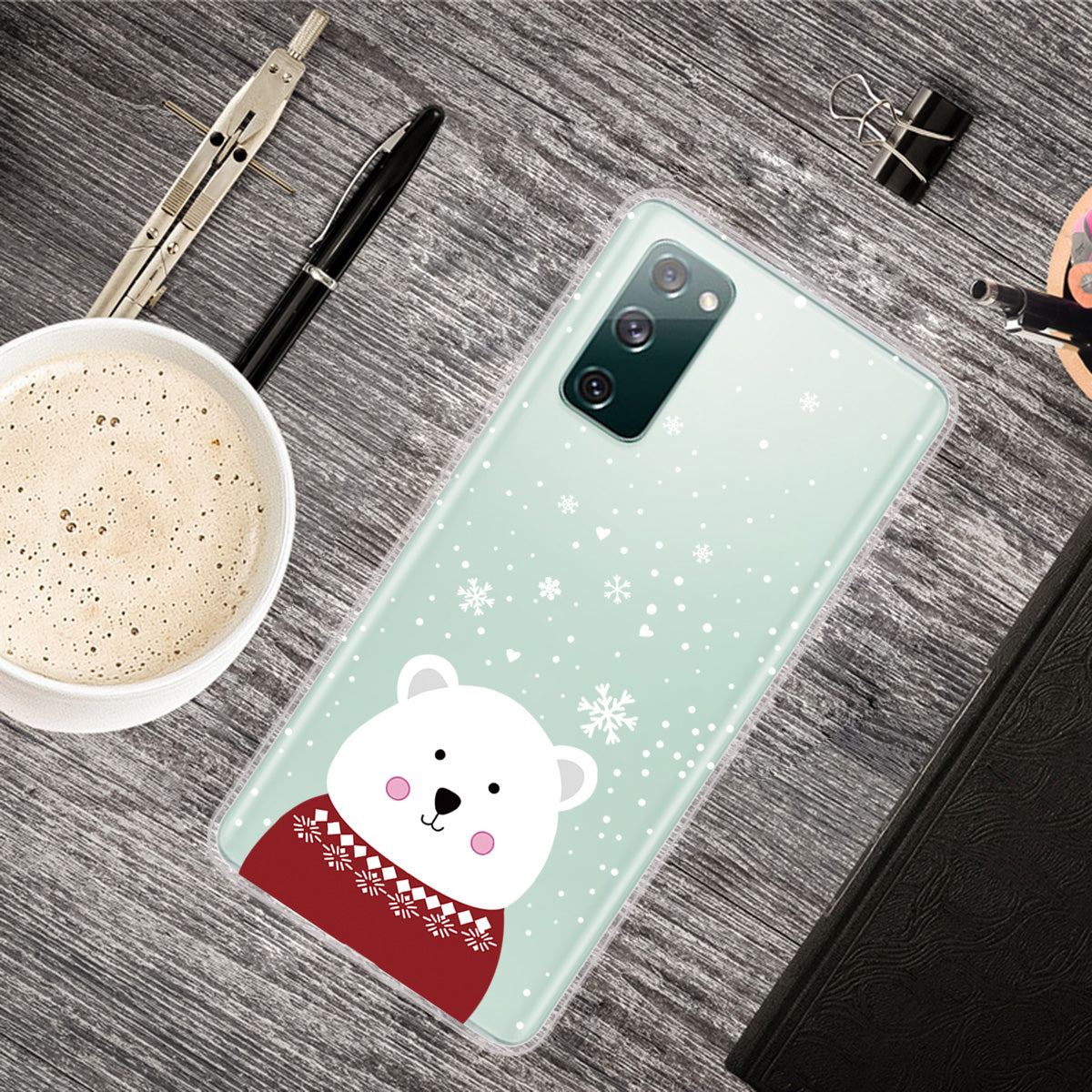 Christmas Theme Painting TPU Cell Phone Case for Samsung Galaxy S20 FE/S20 Fan Edition/S20 FE 5G/S20 Fan Edition 5G/S20 Lite - Polar Bear with Sweater