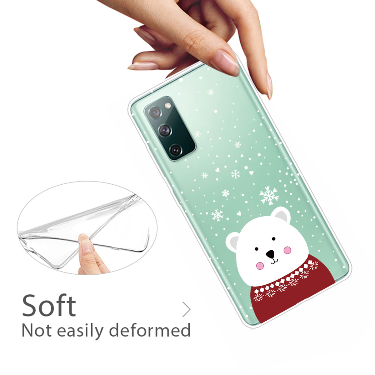 Christmas Theme Painting TPU Cell Phone Case for Samsung Galaxy S20 FE/S20 Fan Edition/S20 FE 5G/S20 Fan Edition 5G/S20 Lite - Polar Bear with Sweater