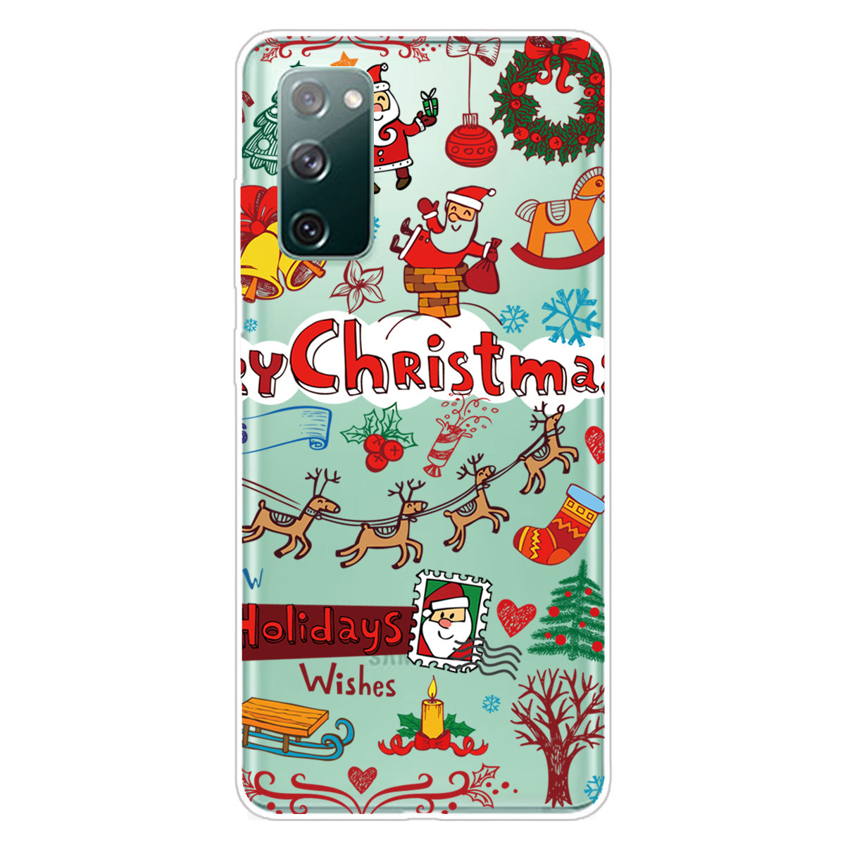 Christmas Theme Painting TPU Cell Phone Case for Samsung Galaxy S20 FE/S20 Fan Edition/S20 FE 5G/S20 Fan Edition 5G/S20 Lite - Christmas Stickers