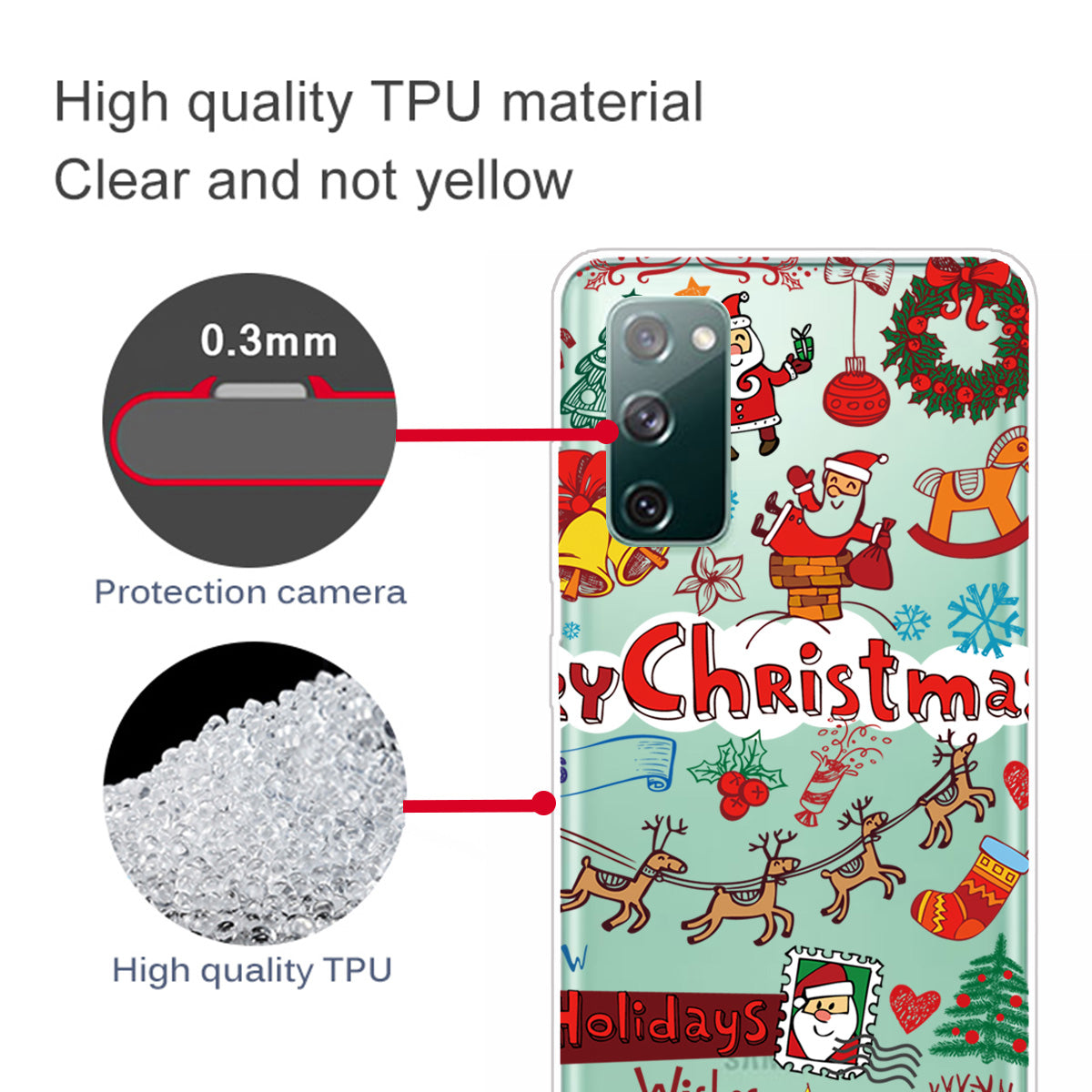 Christmas Theme Painting TPU Cell Phone Case for Samsung Galaxy S20 FE/S20 Fan Edition/S20 FE 5G/S20 Fan Edition 5G/S20 Lite - Christmas Stickers