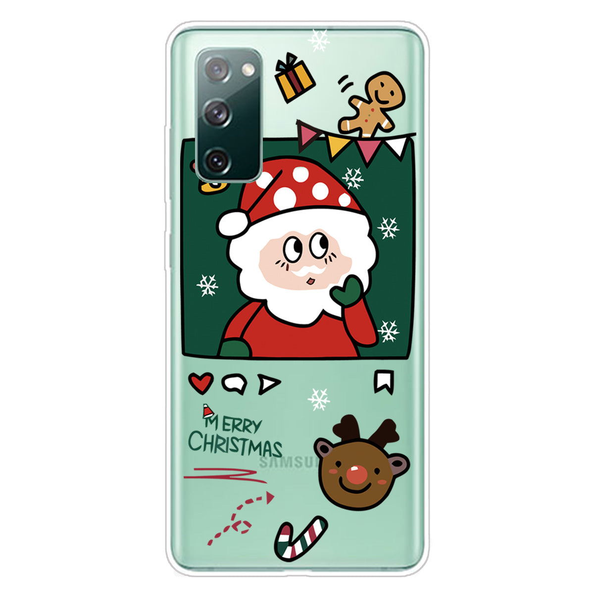 Christmas Theme Painting TPU Cell Phone Case for Samsung Galaxy S20 FE/S20 Fan Edition/S20 FE 5G/S20 Fan Edition 5G/S20 Lite - Hand Painted Santa