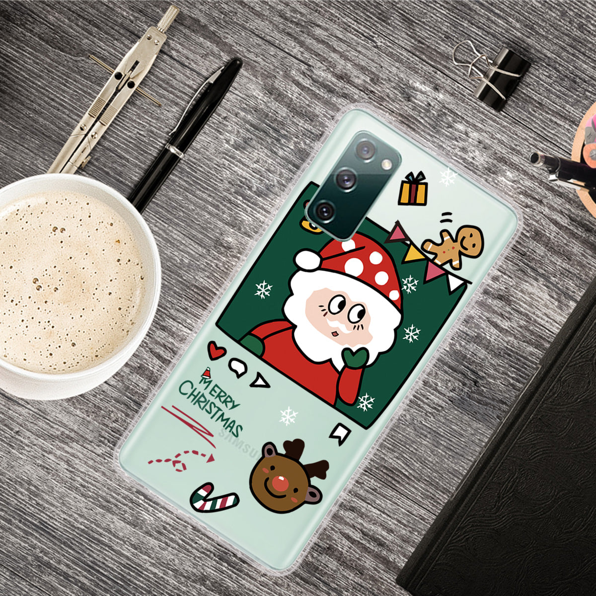 Christmas Theme Painting TPU Cell Phone Case for Samsung Galaxy S20 FE/S20 Fan Edition/S20 FE 5G/S20 Fan Edition 5G/S20 Lite - Hand Painted Santa