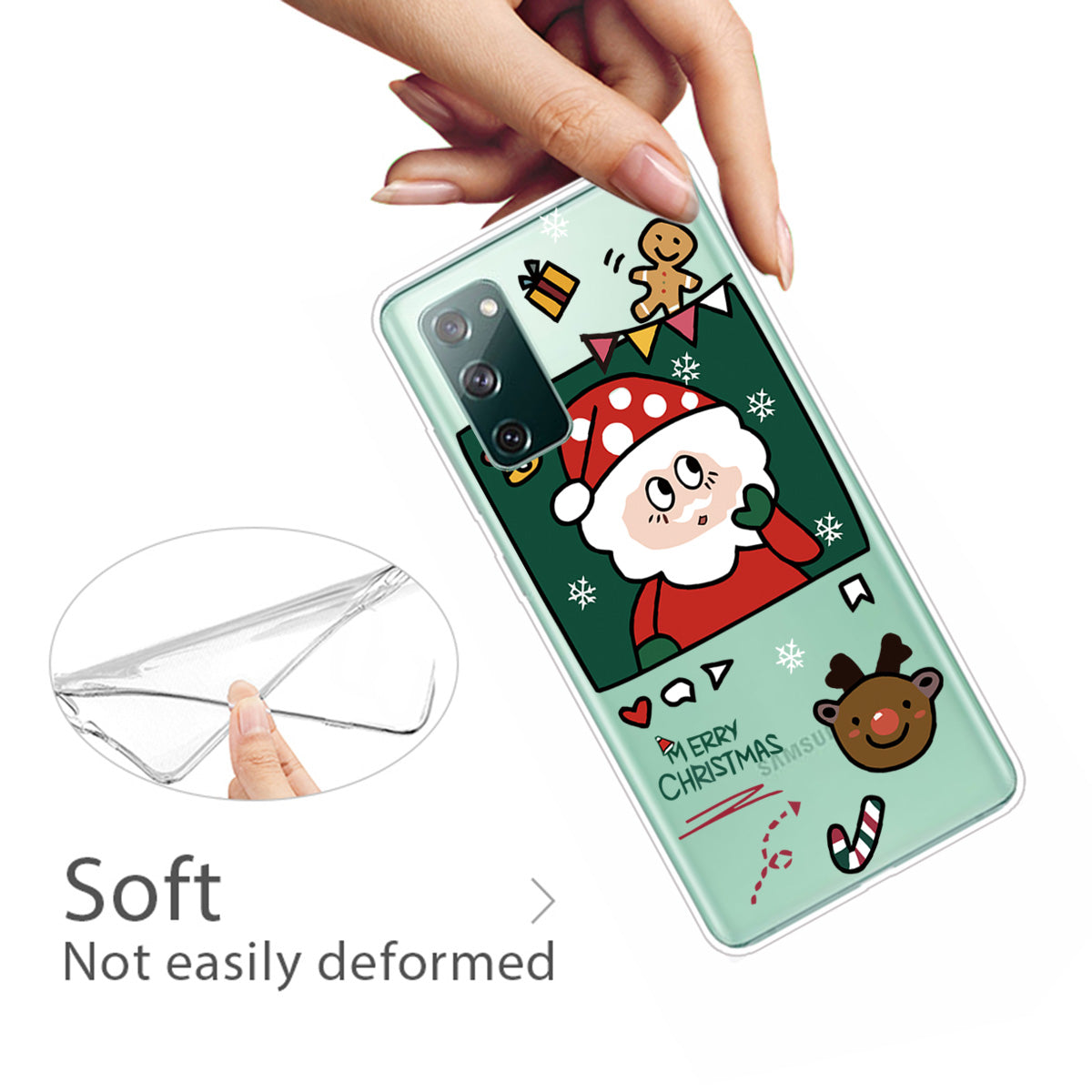 Christmas Theme Painting TPU Cell Phone Case for Samsung Galaxy S20 FE/S20 Fan Edition/S20 FE 5G/S20 Fan Edition 5G/S20 Lite - Hand Painted Santa