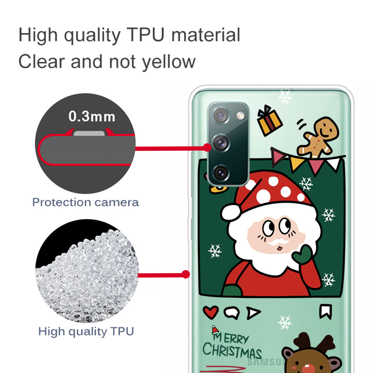 Christmas Theme Painting TPU Cell Phone Case for Samsung Galaxy S20 FE/S20 Fan Edition/S20 FE 5G/S20 Fan Edition 5G/S20 Lite - Hand Painted Santa