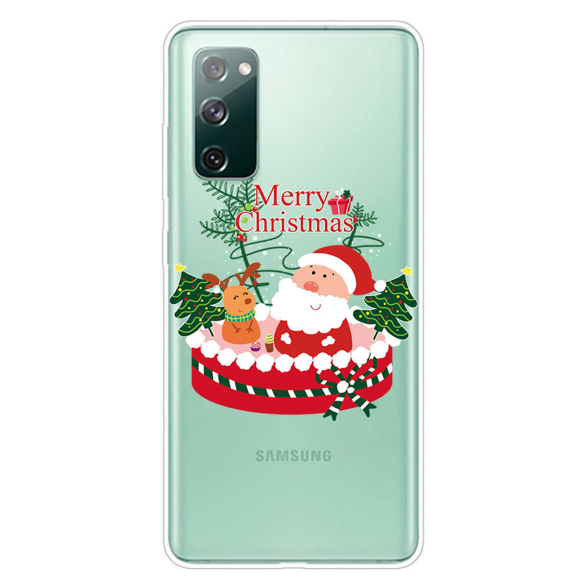 Christmas Theme Painting TPU Cell Phone Case for Samsung Galaxy S20 FE/S20 Fan Edition/S20 FE 5G/S20 Fan Edition 5G/S20 Lite - Santa and Moose