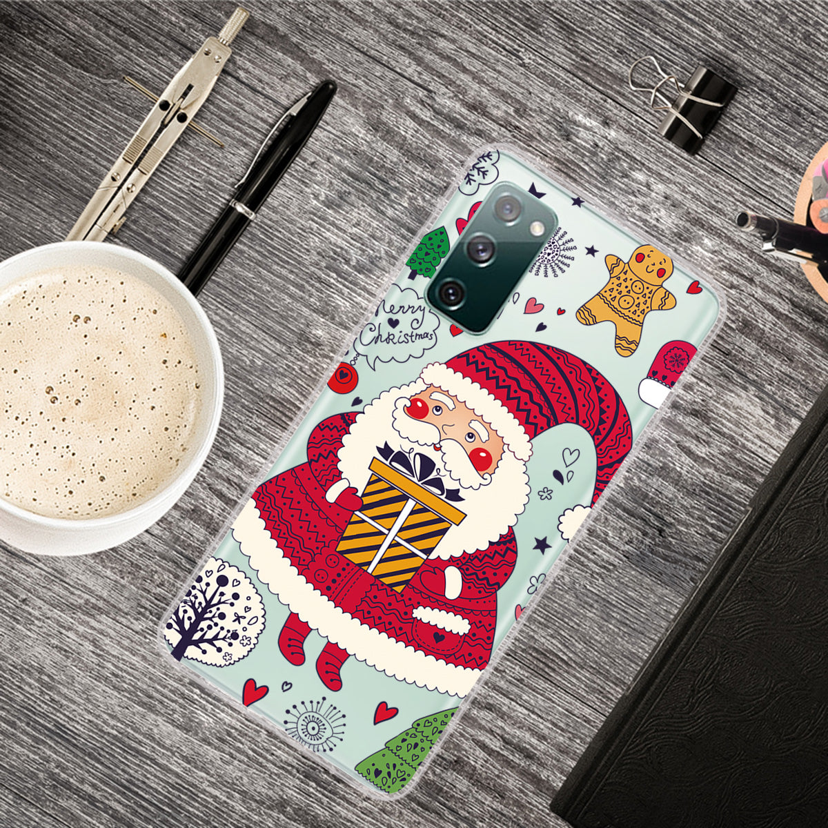 Christmas Theme Painting TPU Cell Phone Case for Samsung Galaxy S20 FE/S20 Fan Edition/S20 FE 5G/S20 Fan Edition 5G/S20 Lite - Santa and Gift