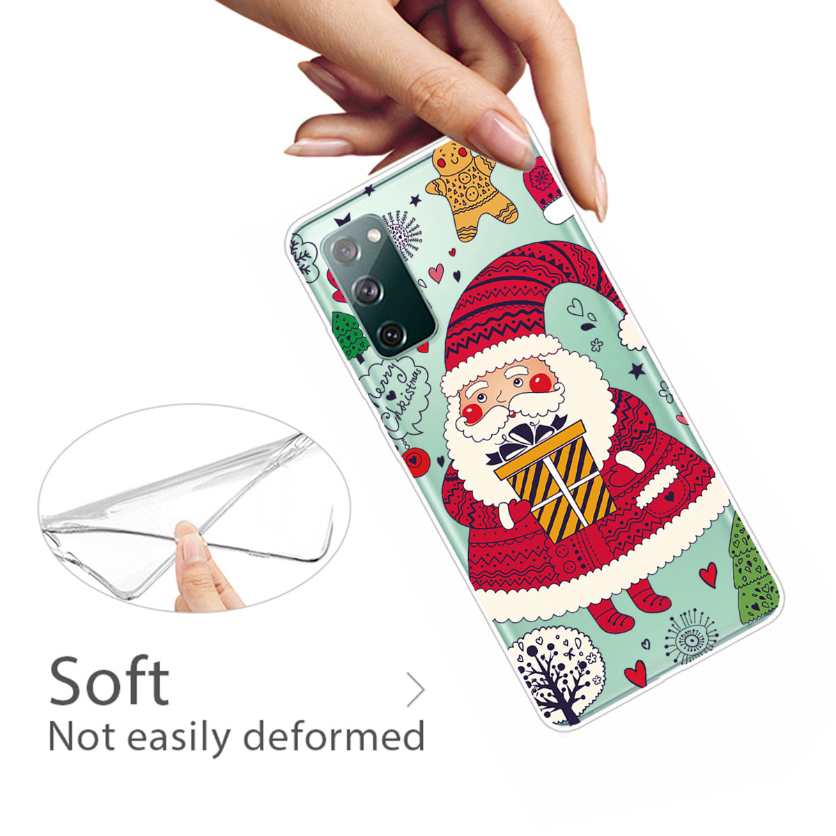 Christmas Theme Painting TPU Cell Phone Case for Samsung Galaxy S20 FE/S20 Fan Edition/S20 FE 5G/S20 Fan Edition 5G/S20 Lite - Santa and Gift