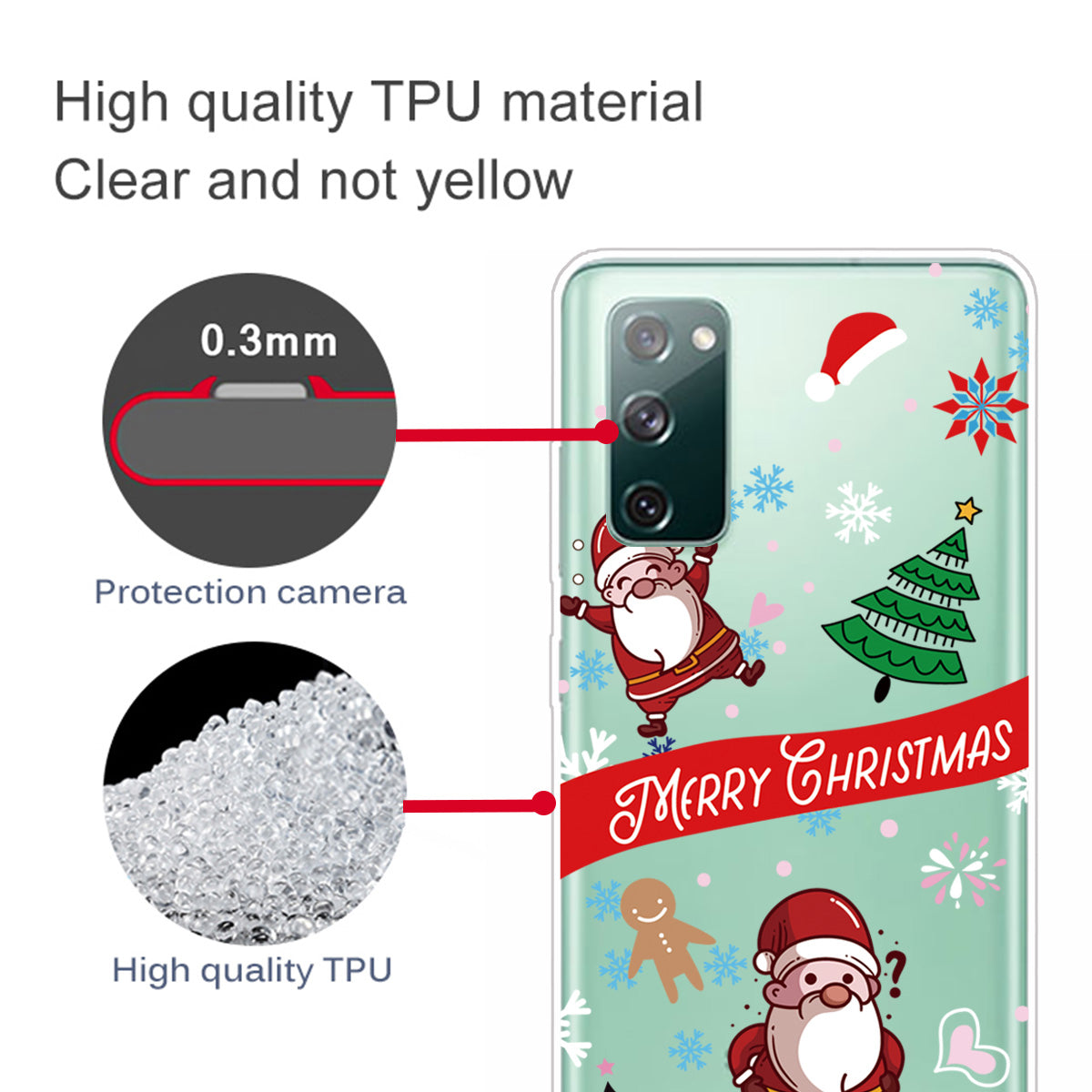 Christmas Theme Painting TPU Cell Phone Case for Samsung Galaxy S20 FE/S20 Fan Edition/S20 FE 5G/S20 Fan Edition 5G/S20 Lite - Happy Santa