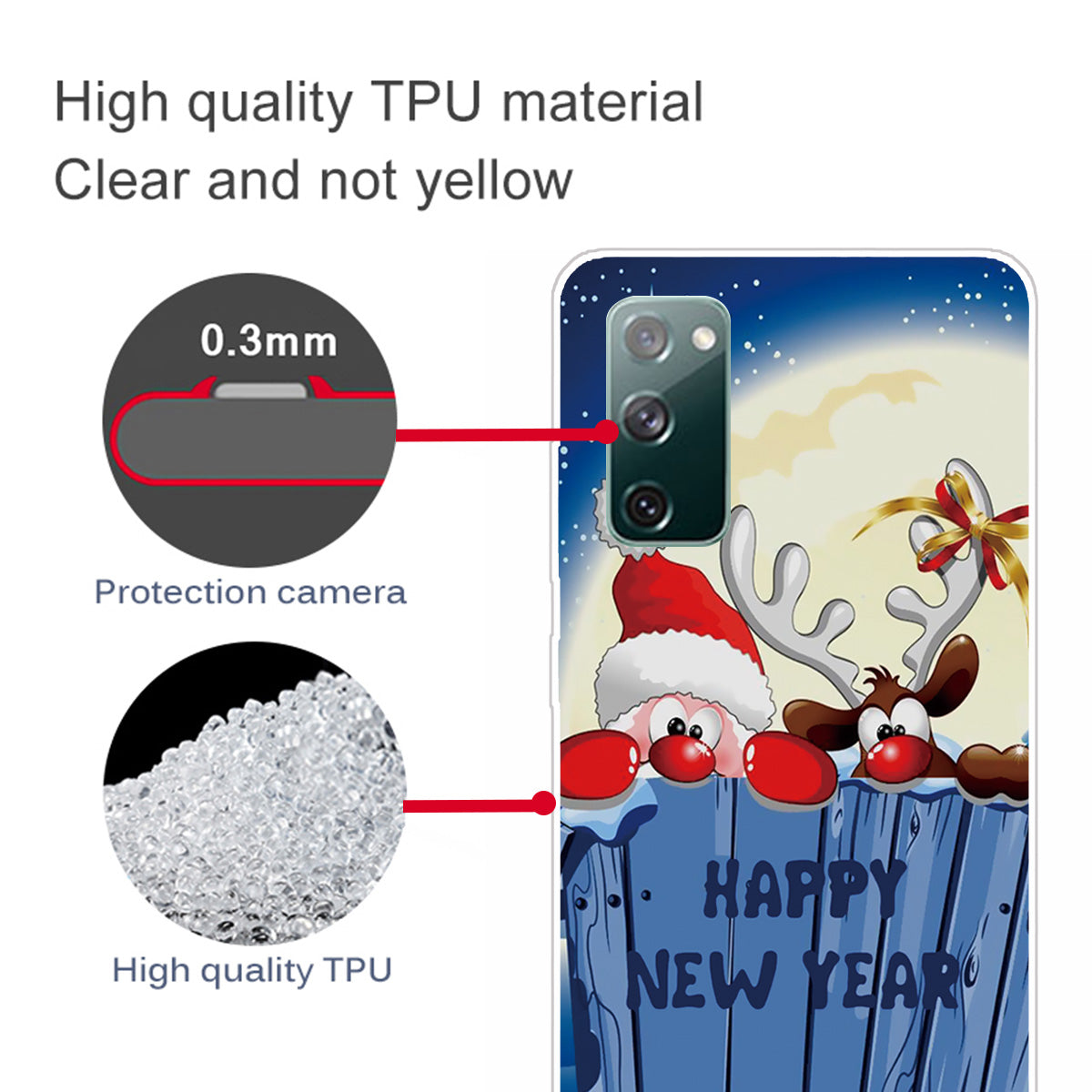 Christmas Theme Painting TPU Cell Phone Case for Samsung Galaxy S20 FE/S20 Fan Edition/S20 FE 5G/S20 Fan Edition 5G/S20 Lite - Christmas Moon