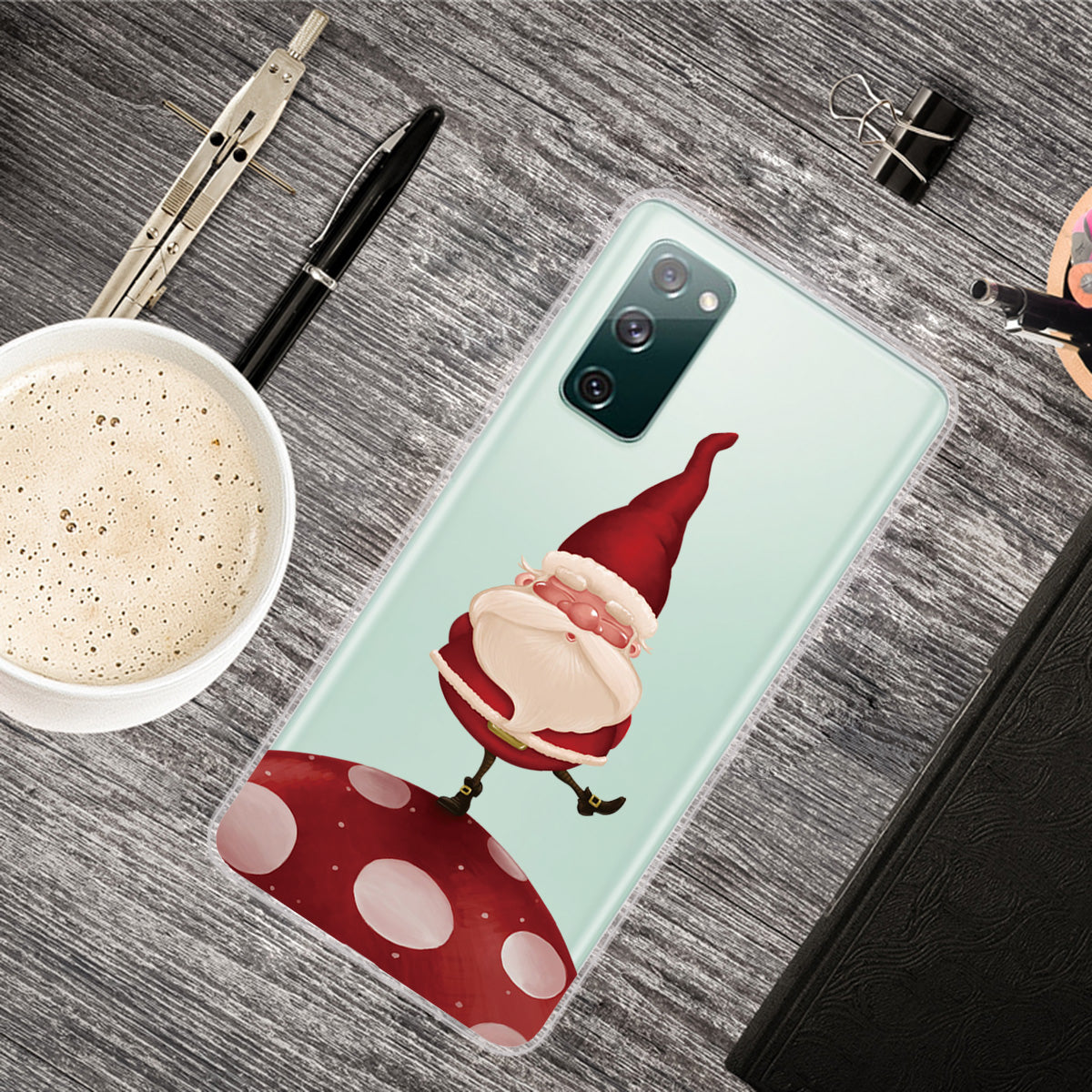 Christmas Theme Painting TPU Cell Phone Case for Samsung Galaxy S20 FE/S20 Fan Edition/S20 FE 5G/S20 Fan Edition 5G/S20 Lite - Standing Santa