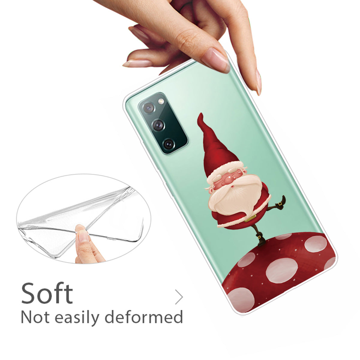 Christmas Theme Painting TPU Cell Phone Case for Samsung Galaxy S20 FE/S20 Fan Edition/S20 FE 5G/S20 Fan Edition 5G/S20 Lite - Standing Santa