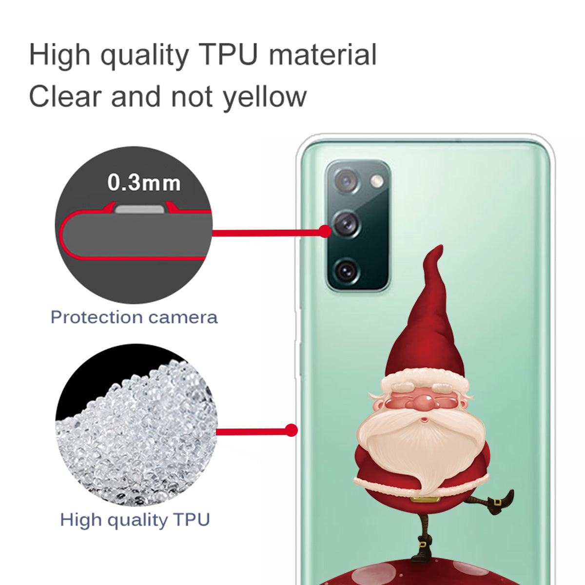 Christmas Theme Painting TPU Cell Phone Case for Samsung Galaxy S20 FE/S20 Fan Edition/S20 FE 5G/S20 Fan Edition 5G/S20 Lite - Standing Santa