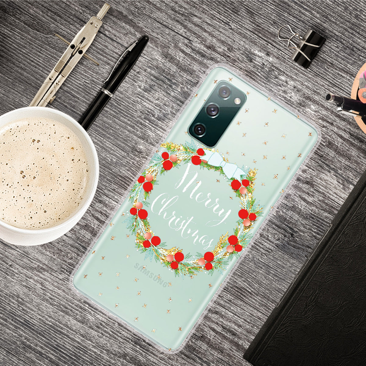 Christmas Theme Painting TPU Cell Phone Case for Samsung Galaxy S20 FE/S20 Fan Edition/S20 FE 5G/S20 Fan Edition 5G/S20 Lite - Christmas wreath