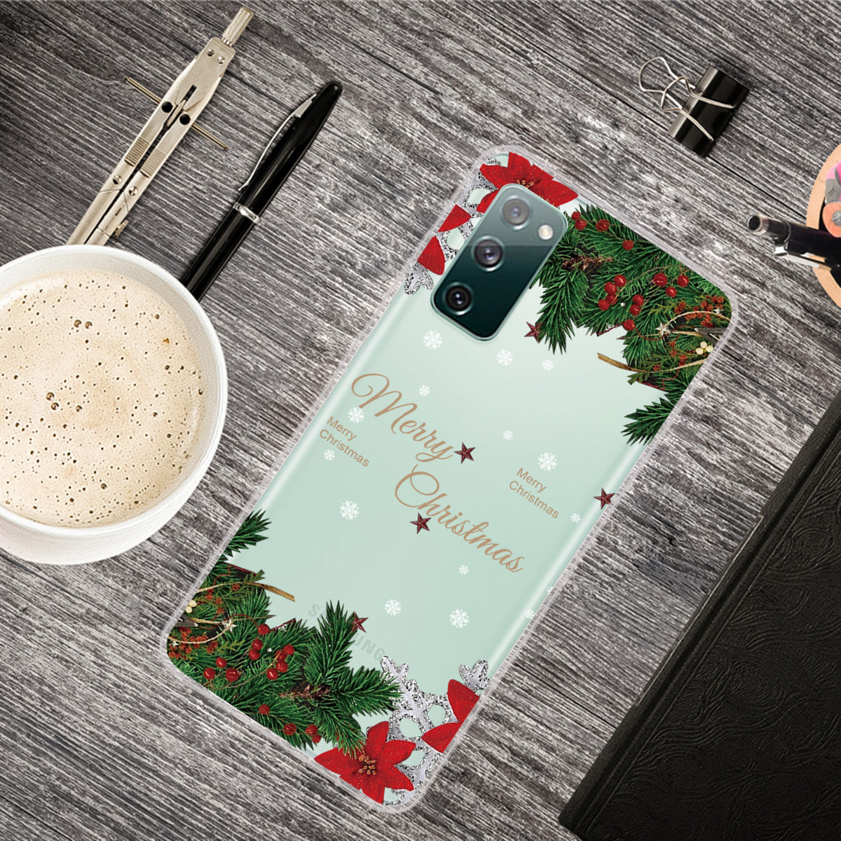 Christmas Theme Painting TPU Cell Phone Case for Samsung Galaxy S20 FE/S20 Fan Edition/S20 FE 5G/S20 Fan Edition 5G/S20 Lite - Holly berries