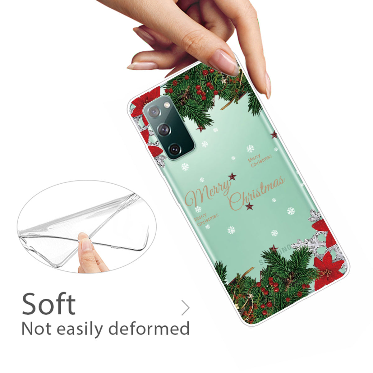 Christmas Theme Painting TPU Cell Phone Case for Samsung Galaxy S20 FE/S20 Fan Edition/S20 FE 5G/S20 Fan Edition 5G/S20 Lite - Holly berries