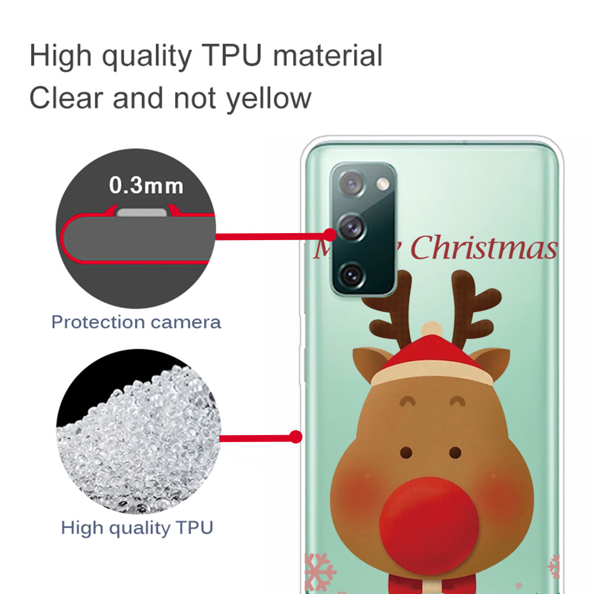 Christmas Theme Painting TPU Cell Phone Case for Samsung Galaxy S20 FE/S20 Fan Edition/S20 FE 5G/S20 Fan Edition 5G/S20 Lite - Red-Nose Moose