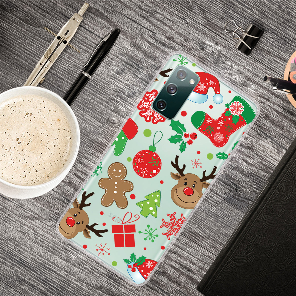 Christmas Theme Painting TPU Cell Phone Case for Samsung Galaxy S20 FE/S20 Fan Edition/S20 FE 5G/S20 Fan Edition 5G/S20 Lite - Moose Stickers