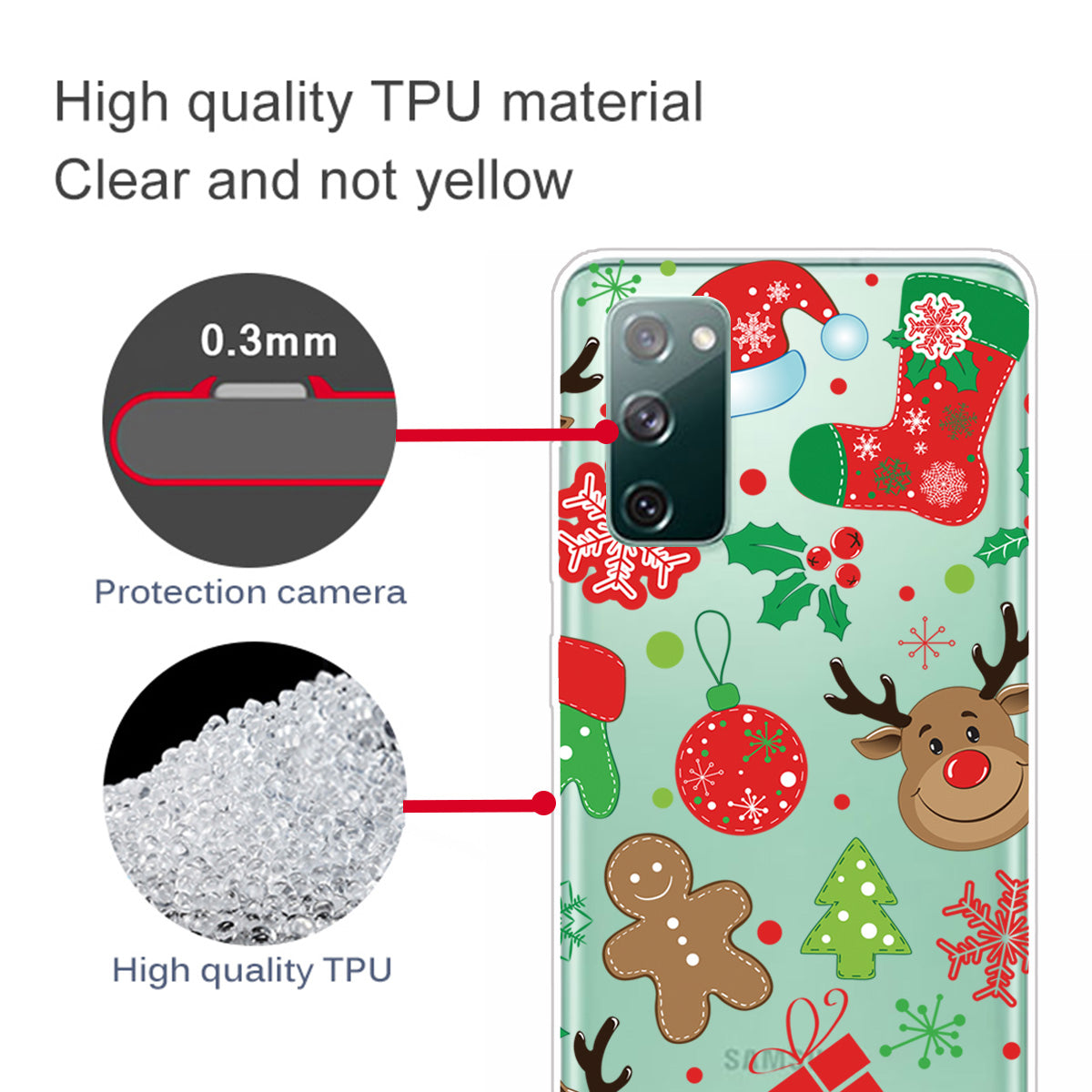 Christmas Theme Painting TPU Cell Phone Case for Samsung Galaxy S20 FE/S20 Fan Edition/S20 FE 5G/S20 Fan Edition 5G/S20 Lite - Moose Stickers