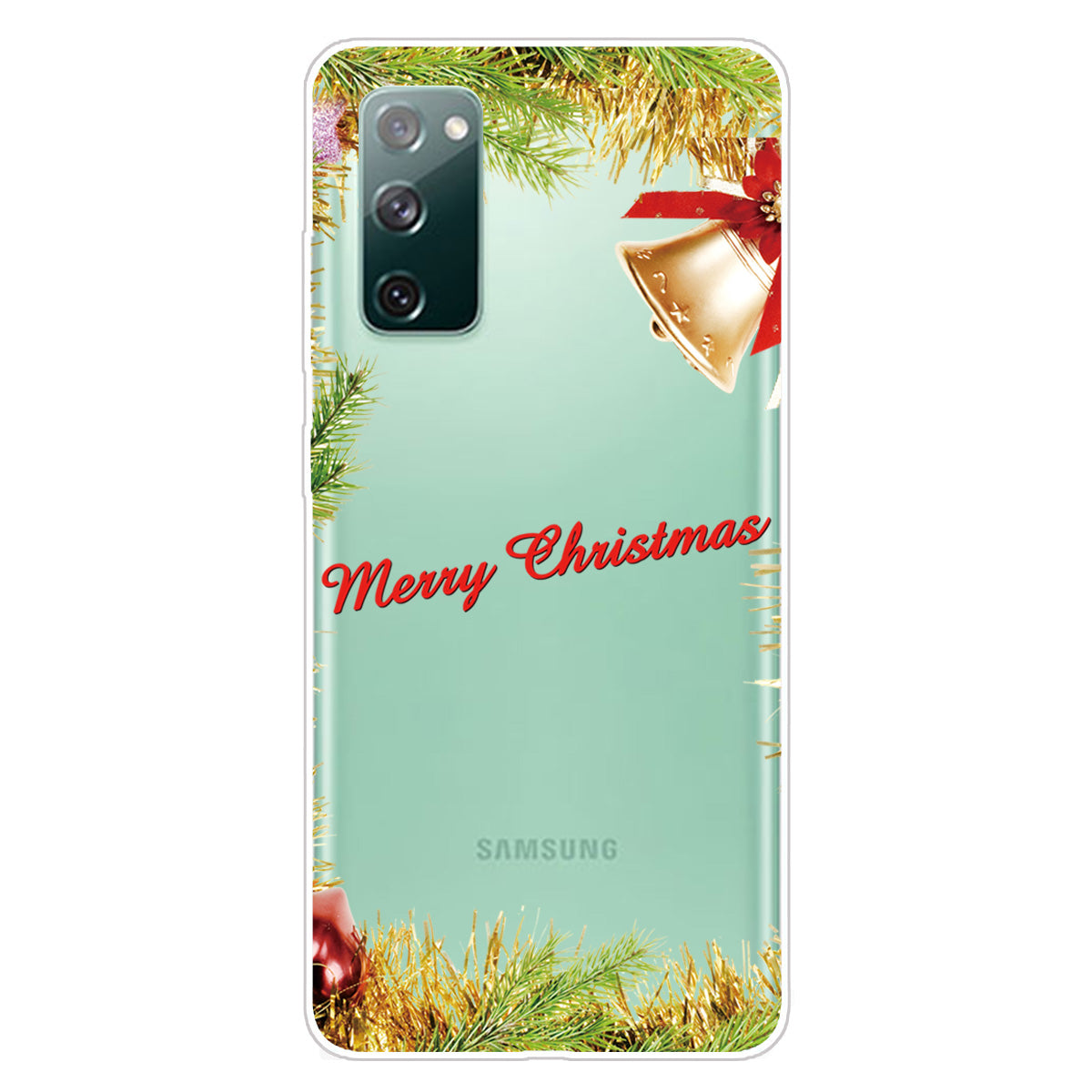 Christmas Theme Painting TPU Cell Phone Case for Samsung Galaxy S20 FE/S20 Fan Edition/S20 FE 5G/S20 Fan Edition 5G/S20 Lite - Holly and Bell