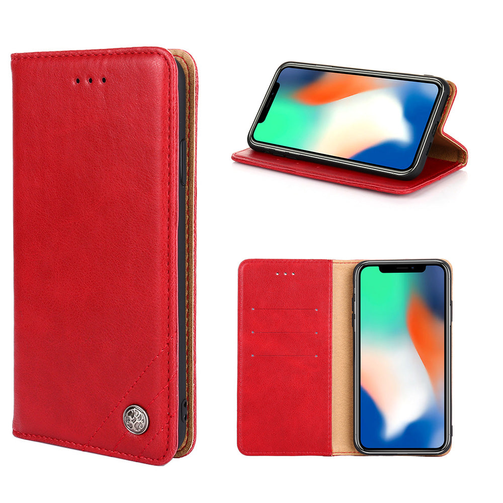 Non-Magnetic TPU + PU Leather Wallet Phone Cover for Samsung Galaxy S20 Plus/S20 Plus 5G - Red