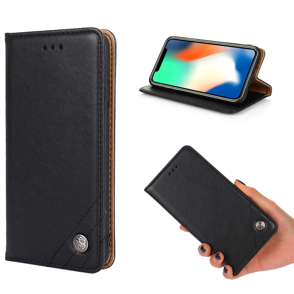 Non-Magnetic TPU + PU Leather Wallet Phone Cover for Samsung Galaxy S20 Plus/S20 Plus 5G - Black