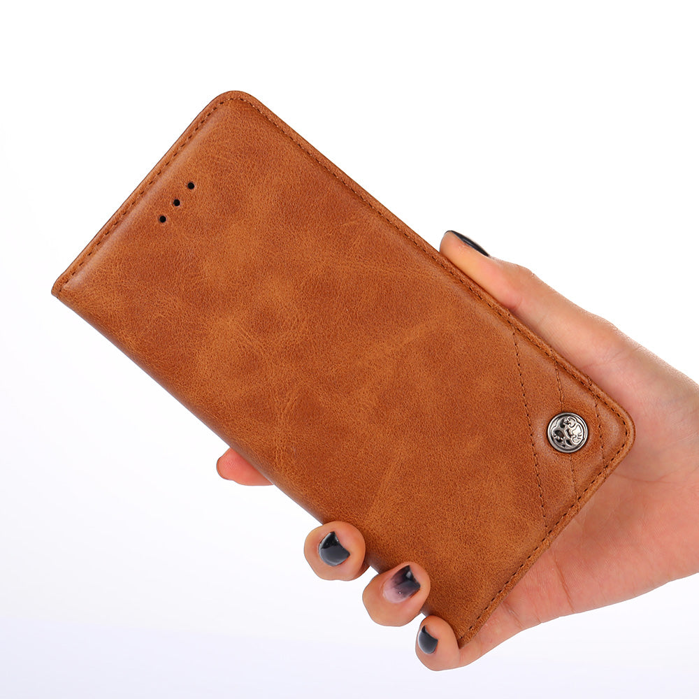 Non-Magnetic Leather Phone Case for Samsung Galaxy S20 4G/S20 5G - Light Brown