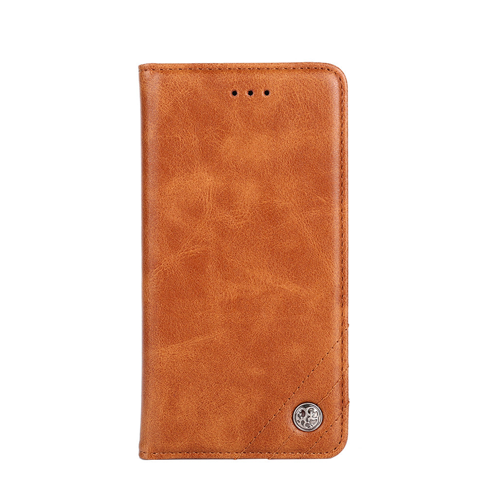 Non-Magnetic Leather Phone Case for Samsung Galaxy S20 4G/S20 5G - Light Brown