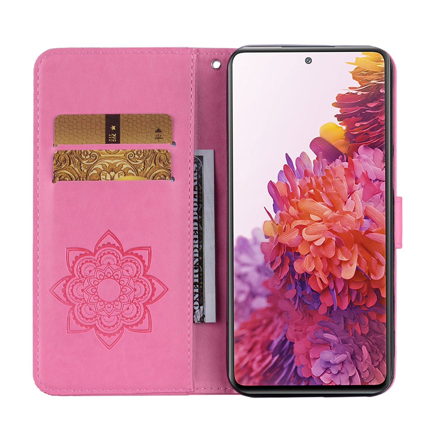 Owl Flower Imprint Leather Cover Mobile Shell for Samsung Galaxy S20 FE/S20 Fan Edition / S20 FE 5G/S20 Fan Edition 5G / S20 Lite  - Pink