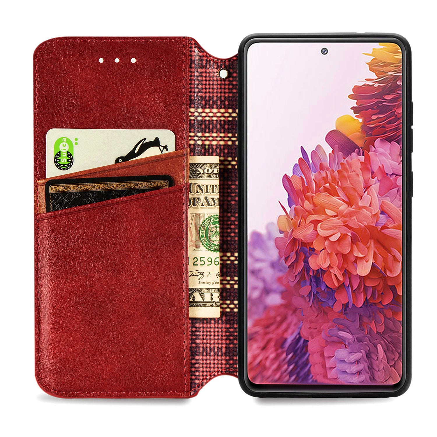 Auto-absorbed Diamond Texture PU Leather Cover for Samsung Galaxy S20 FE/S20 Fan Edition/S20 FE 5G/S20 Fan Edition 5G/S20 Lite/S20 FE 2022 - Red