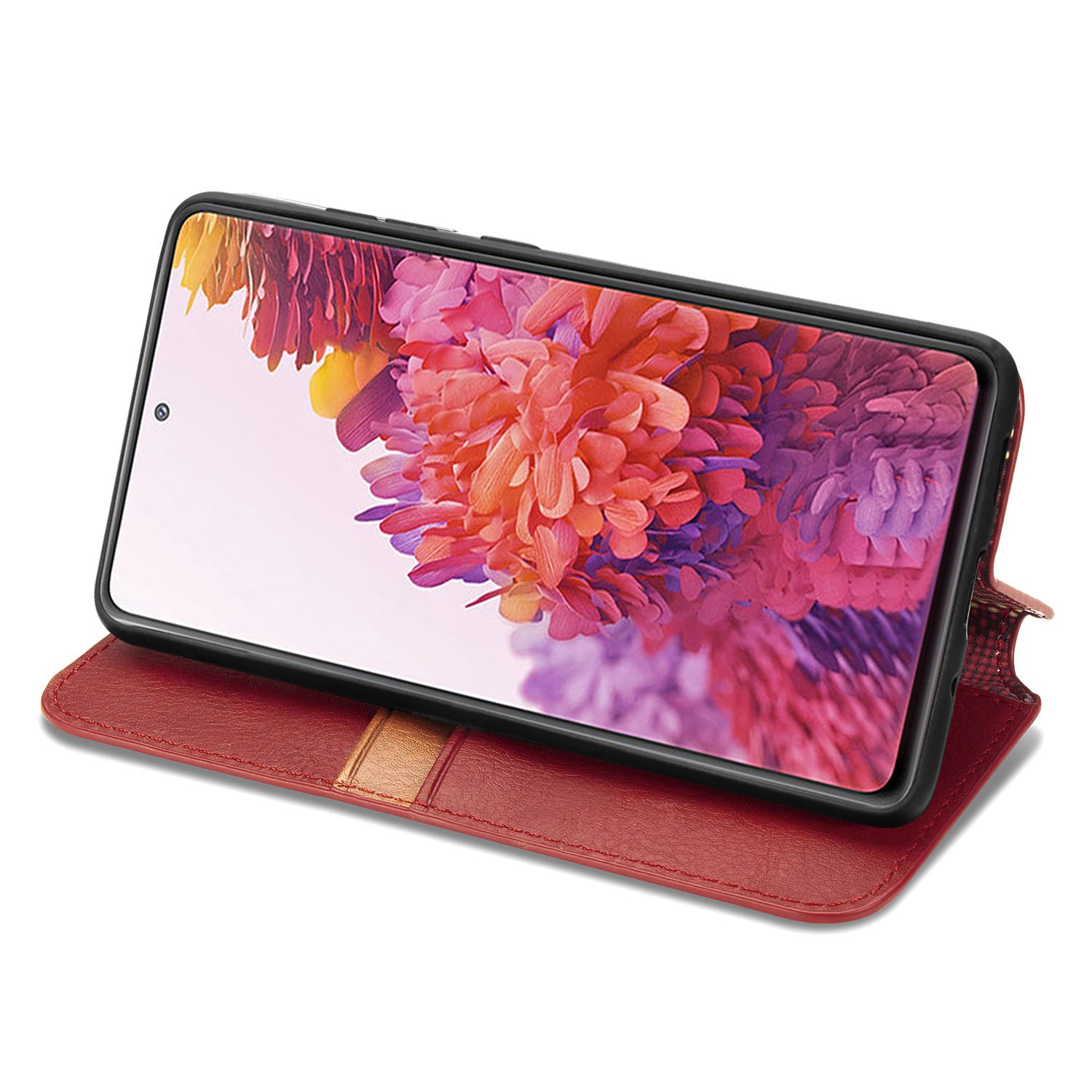 Auto-absorbed Diamond Texture PU Leather Cover for Samsung Galaxy S20 FE/S20 Fan Edition/S20 FE 5G/S20 Fan Edition 5G/S20 Lite/S20 FE 2022 - Red