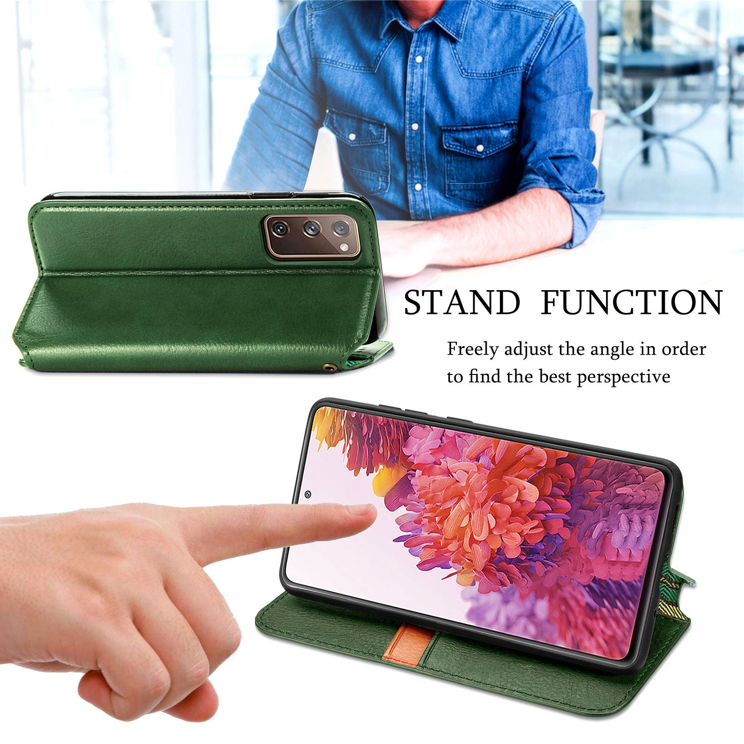 Auto-absorbed Diamond Texture PU Leather Cover for Samsung Galaxy S20 FE/S20 Fan Edition/S20 FE 5G/S20 Fan Edition 5G/S20 Lite/S20 FE 2022 - Green