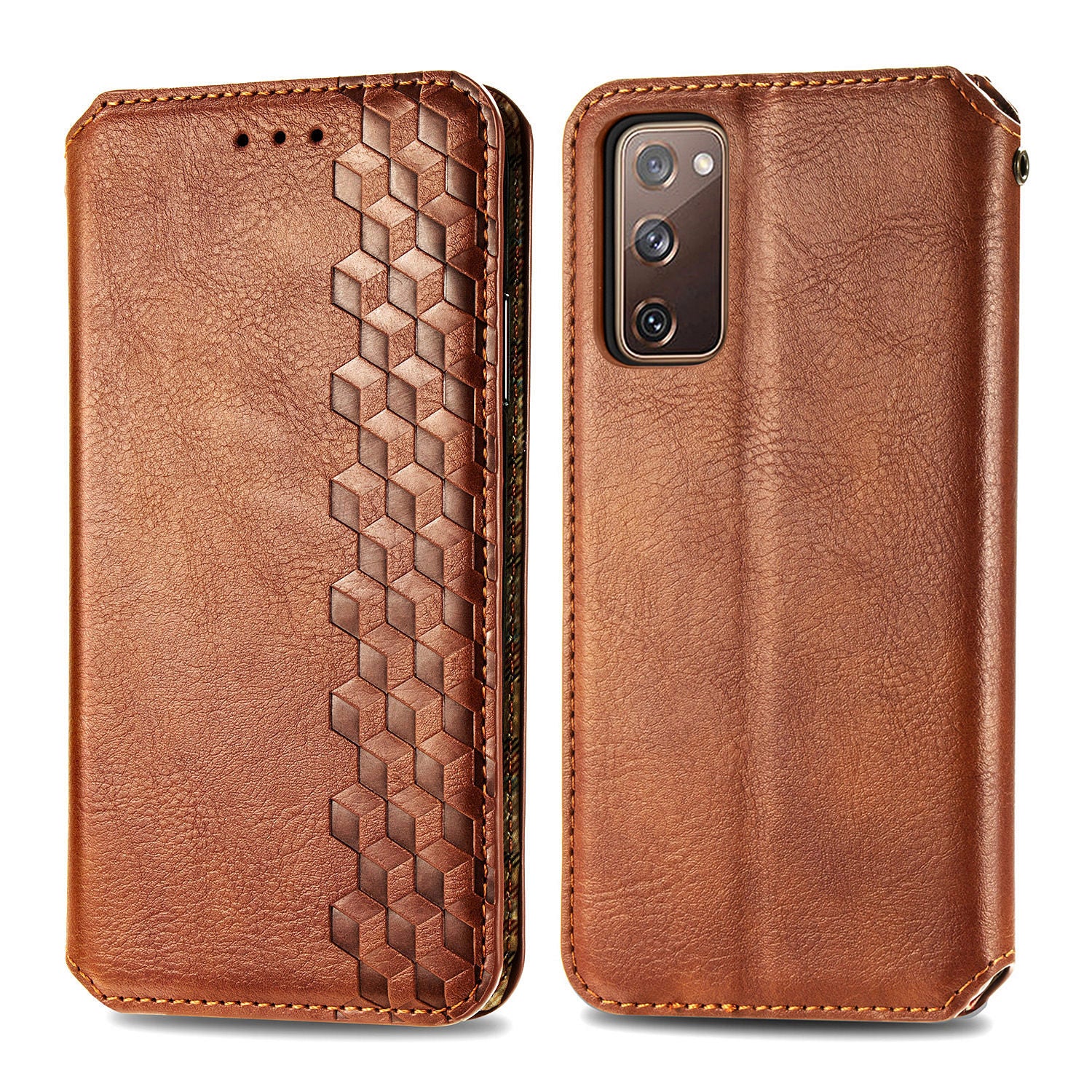 Auto-absorbed Diamond Texture PU Leather Cover for Samsung Galaxy S20 FE/S20 Fan Edition/S20 FE 5G/S20 Fan Edition 5G/S20 Lite/S20 FE 2022 - Brown