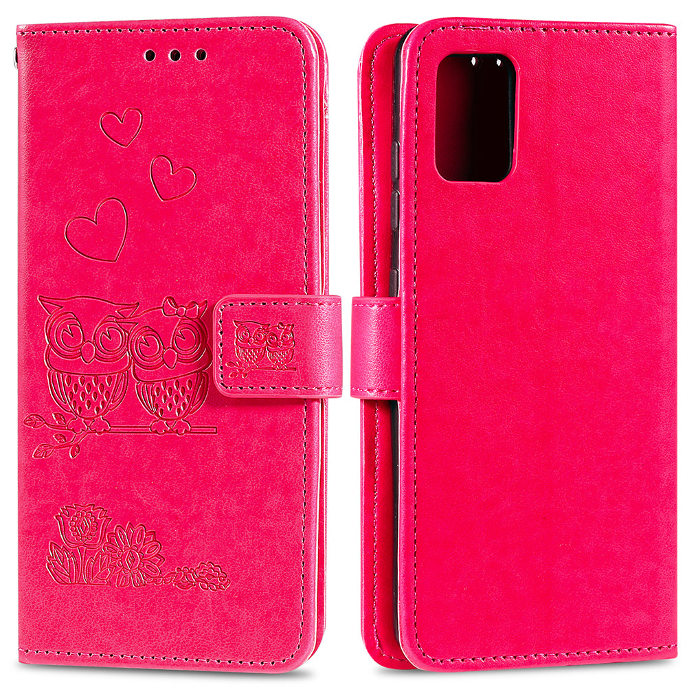 Imprint Owl Pattern Leather Phone Cover Case for Samsung Galaxy S20 FE/S20 Fan Edition/S20 FE 5G/S20 Fan Edition 5G/S20 Lite/S20 FE 2022 - Rose