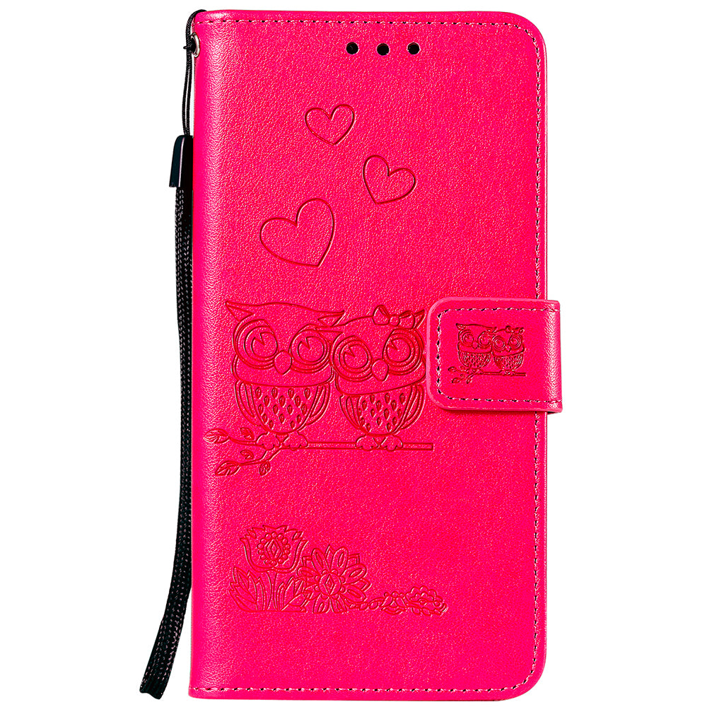 Imprint Owl Pattern Leather Phone Cover Case for Samsung Galaxy S20 FE/S20 Fan Edition/S20 FE 5G/S20 Fan Edition 5G/S20 Lite/S20 FE 2022 - Rose