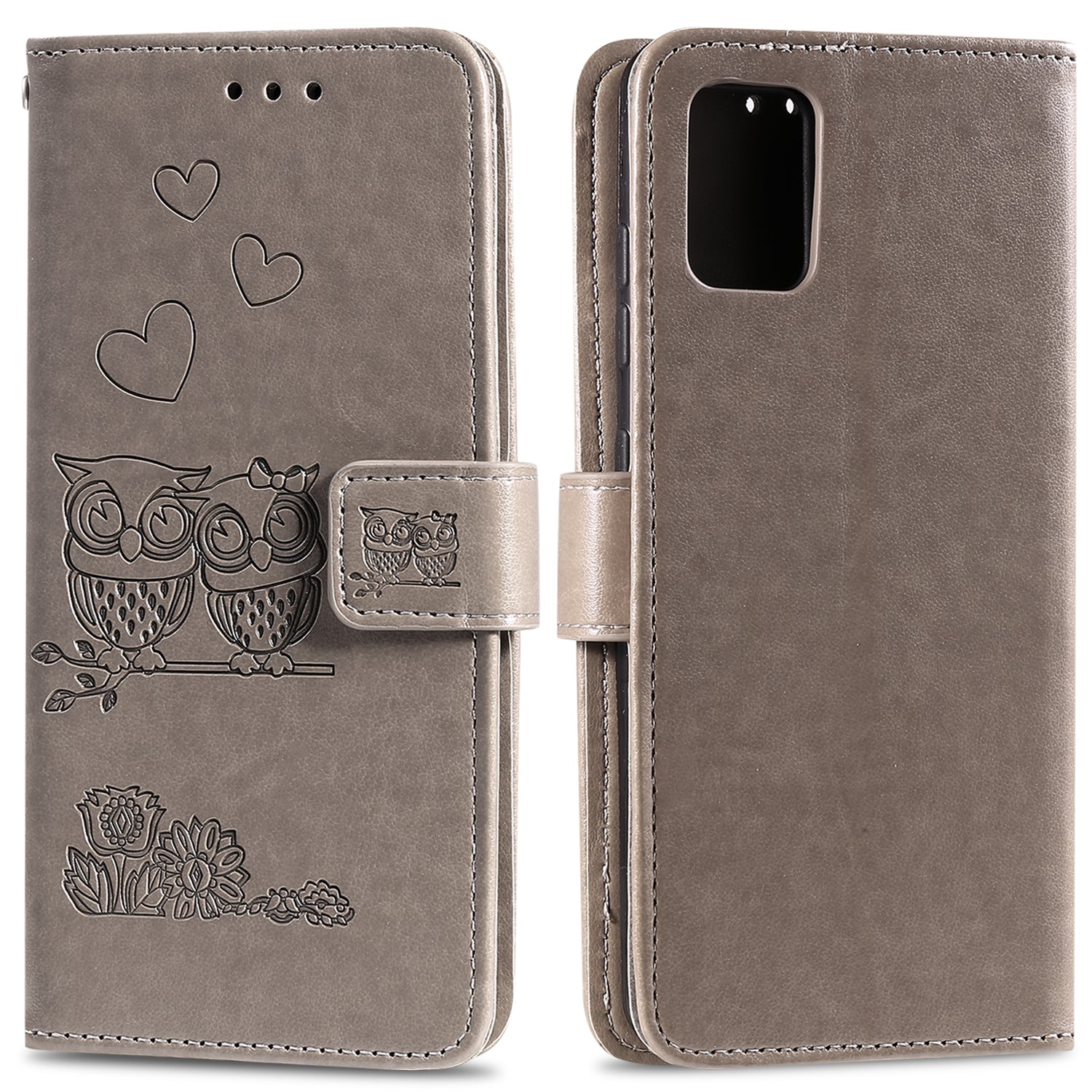 Imprint Owl Pattern Leather Phone Cover Case for Samsung Galaxy S20 FE/S20 Fan Edition/S20 FE 5G/S20 Fan Edition 5G/S20 Lite/S20 FE 2022 - Grey