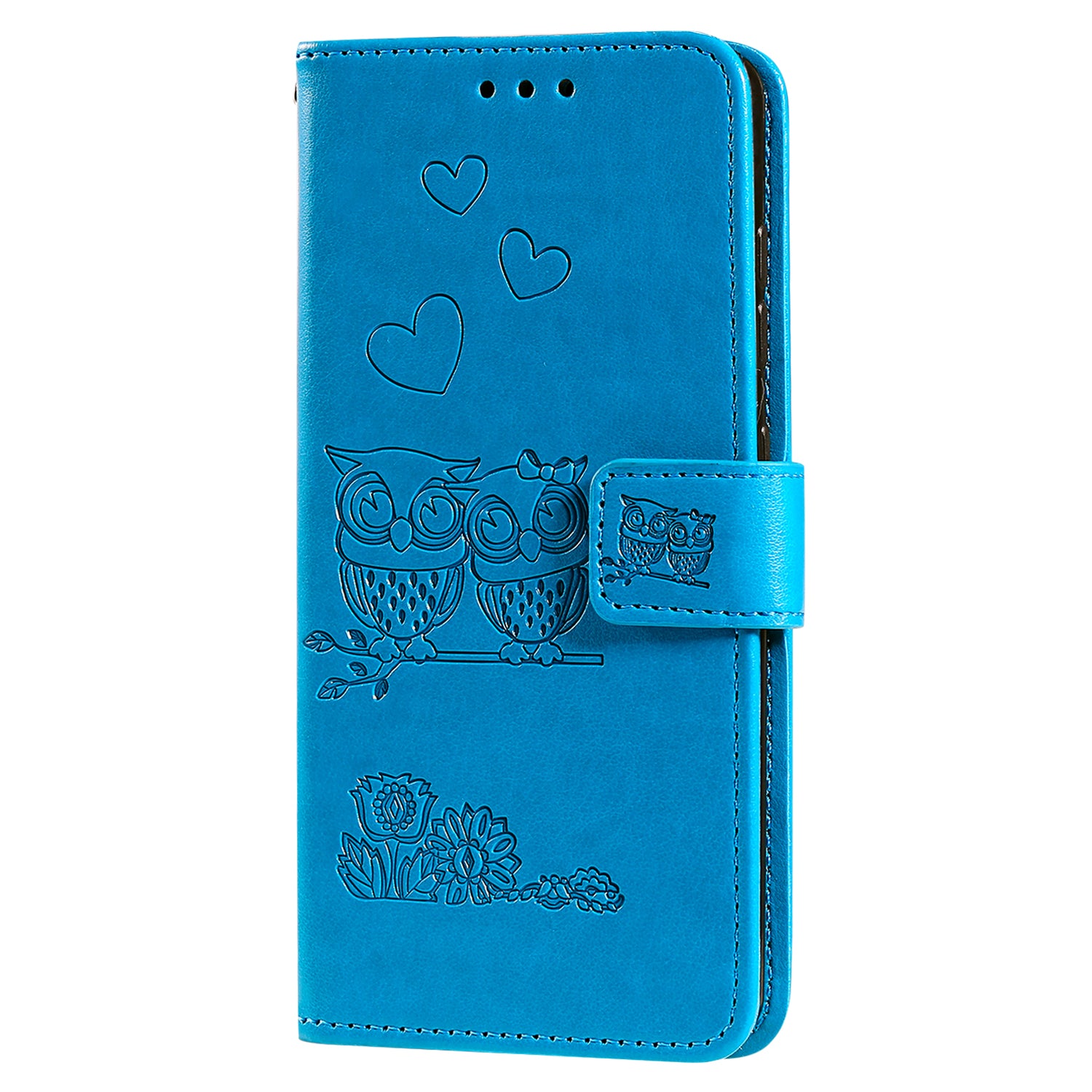 Imprint Owl Pattern Leather Phone Cover Case for Samsung Galaxy S20 FE/S20 Fan Edition/S20 FE 5G/S20 Fan Edition 5G/S20 Lite/S20 FE 2022 - Blue