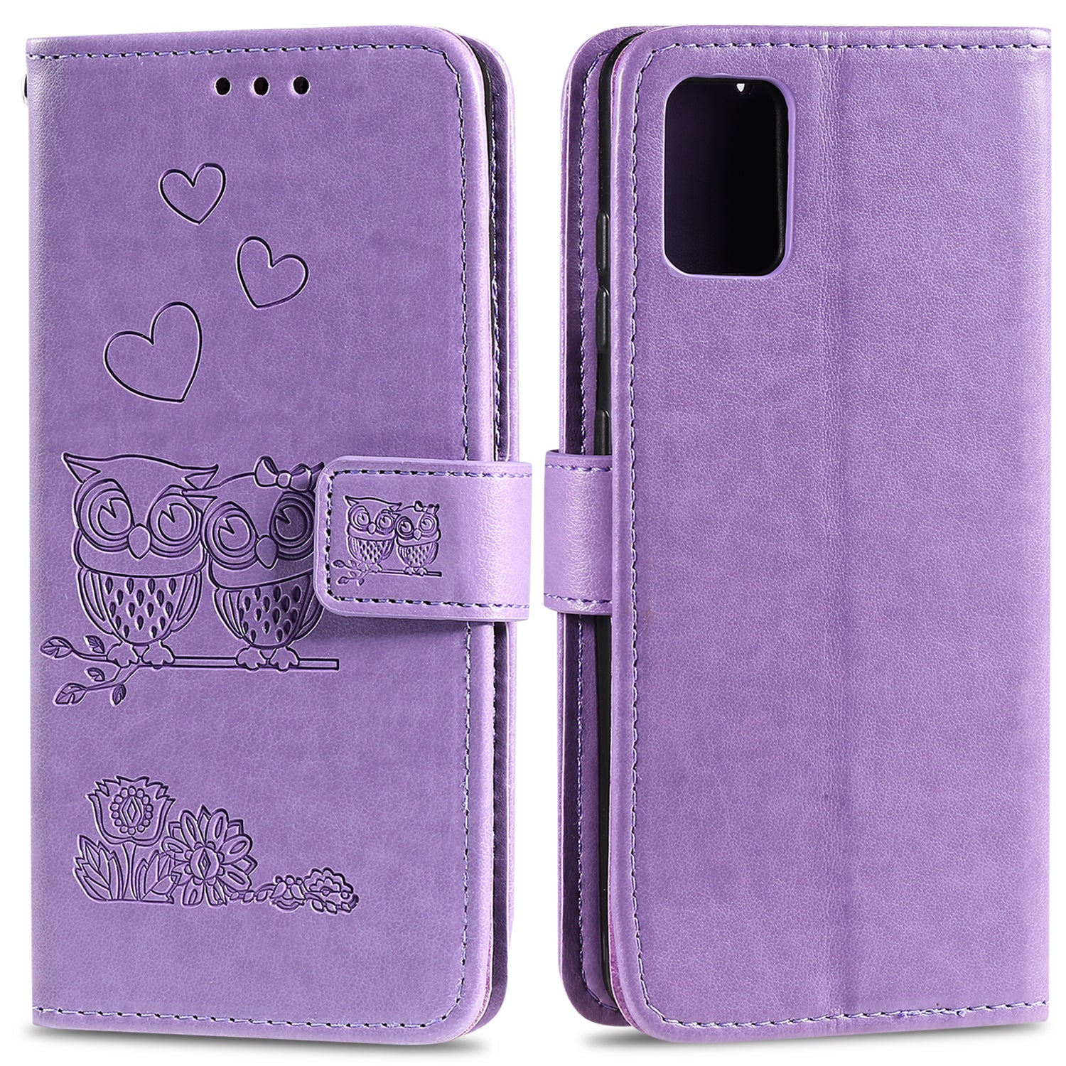 Imprint Owl Pattern Leather Phone Cover Case for Samsung Galaxy S20 FE/S20 Fan Edition/S20 FE 5G/S20 Fan Edition 5G/S20 Lite/S20 FE 2022 - Purple