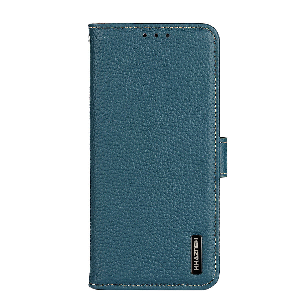 Litchi Grain Top Layer Genuine Leather Wallet Phone Case for Samsung Galaxy S20 FE/Fan Edition/S20 FE 5G/Fan Edition 5G/S20 Lite/S20 FE 2022 - Green