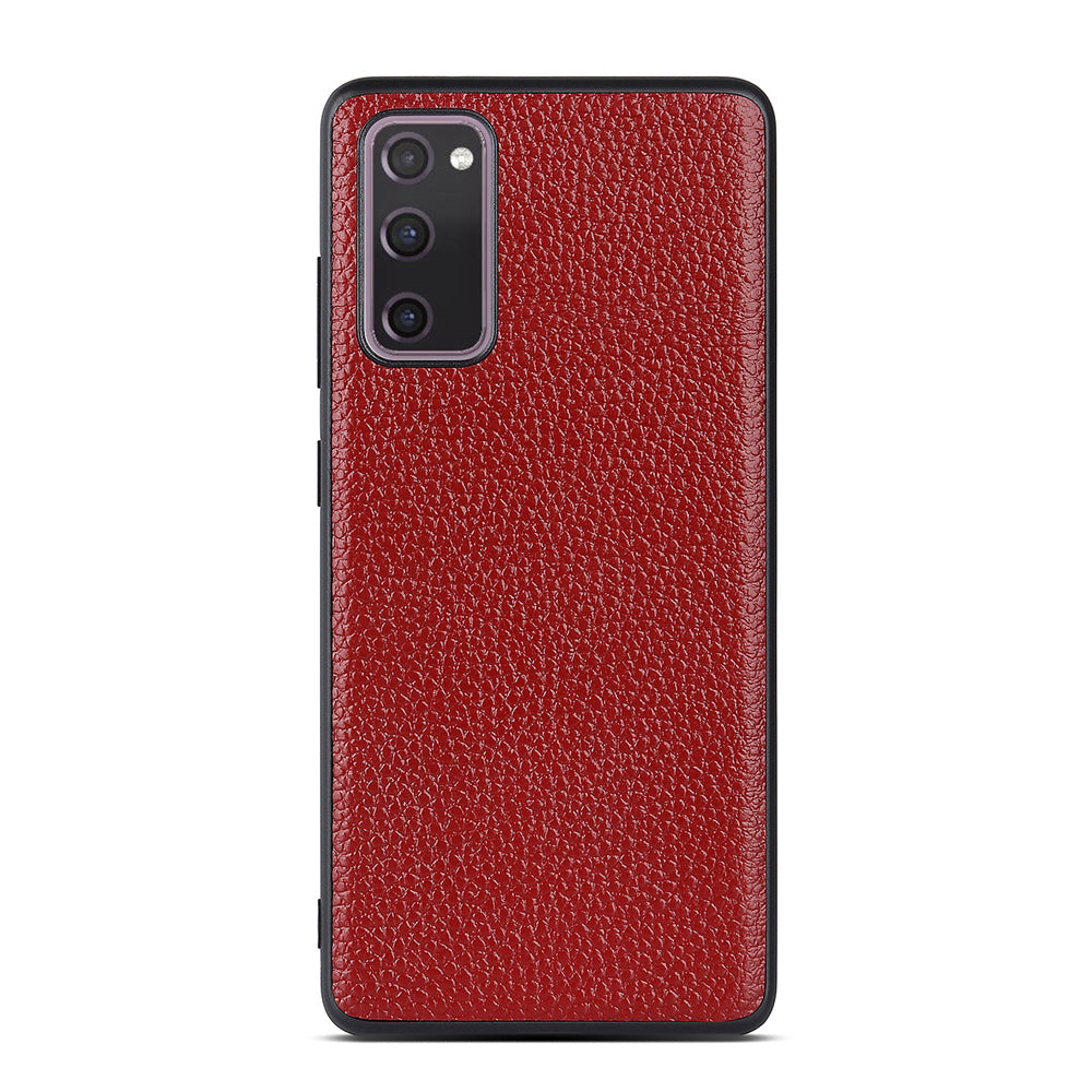 For Samsung Galaxy S20 FE/Fan Edition/S20 FE 5G/Fan Edition 5G/S20 Lite/S20 FE 2022 Litchi Texture Genuine Leather Coated TPU PC Combo Case - Red