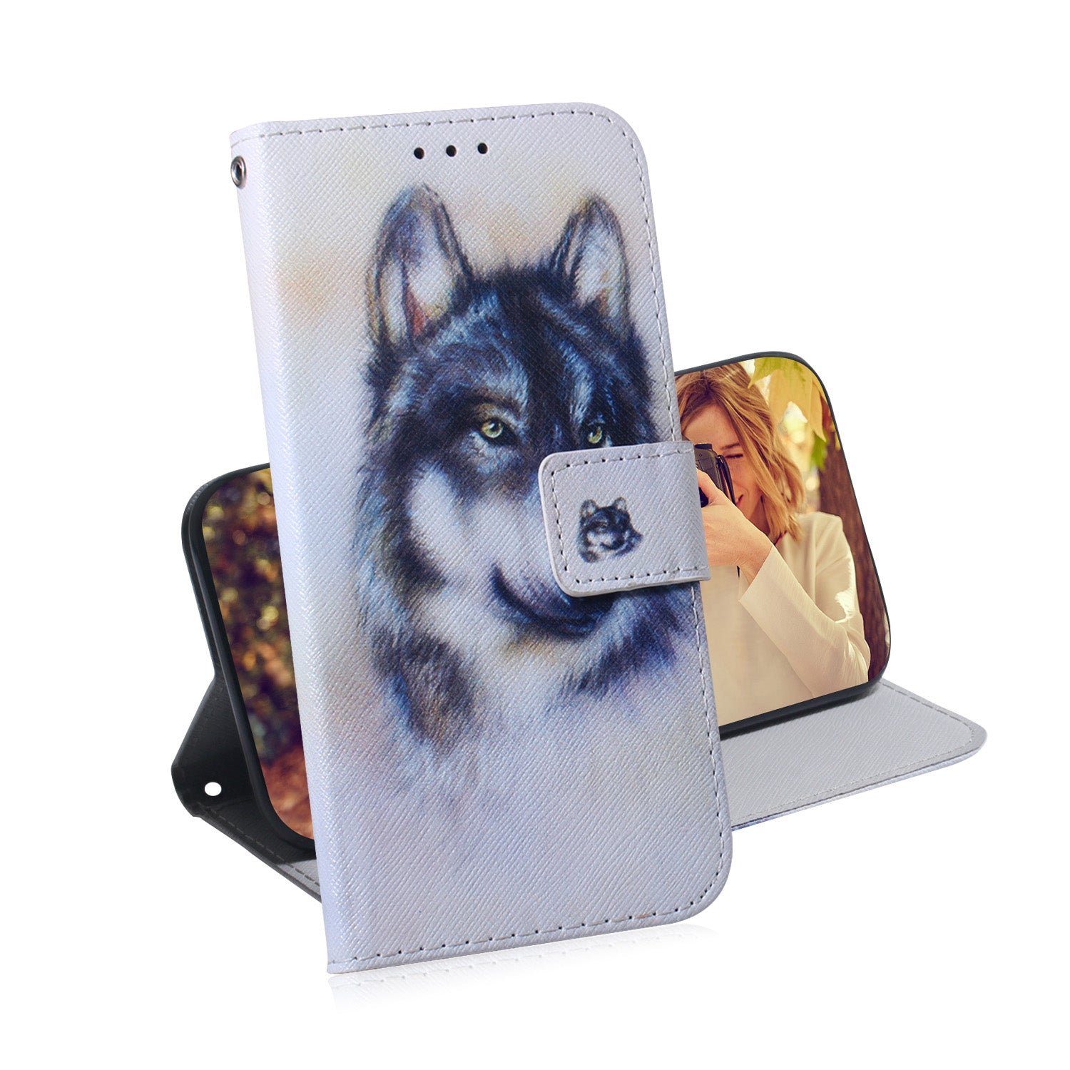 For Samsung Galaxy S20 FE/S20 Fan Edition/S20 FE 5G/S20 Fan Edition 5G/S20 Lite/S20 FE 2022 Pattern Printing Wallet Leather Phone Case - Wolf