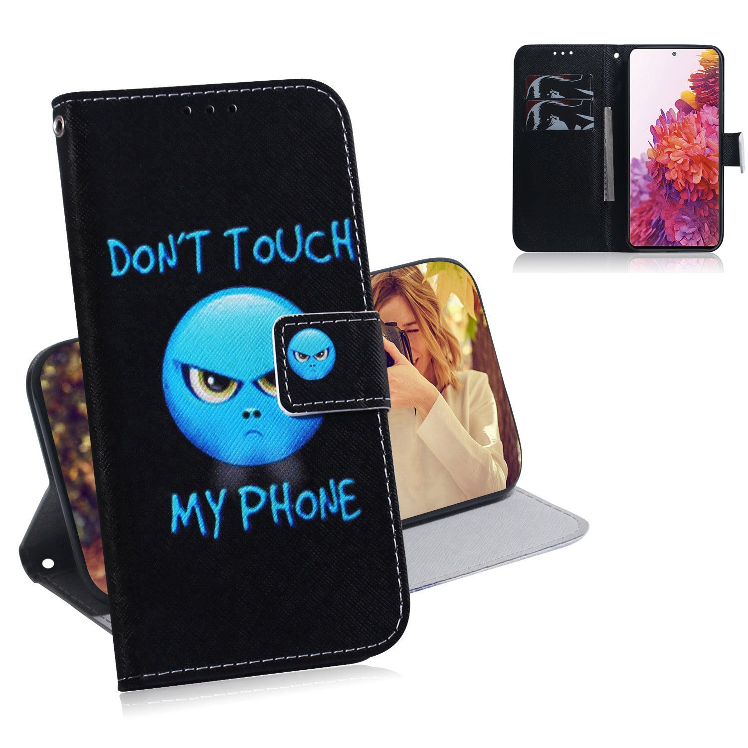 For Samsung Galaxy S20 FE/S20 Fan Edition/S20 FE 5G/S20 Fan Edition 5G/S20 Lite/S20 FE 2022 Pattern Printing Wallet Leather Phone Case - Don't Touch My Phone