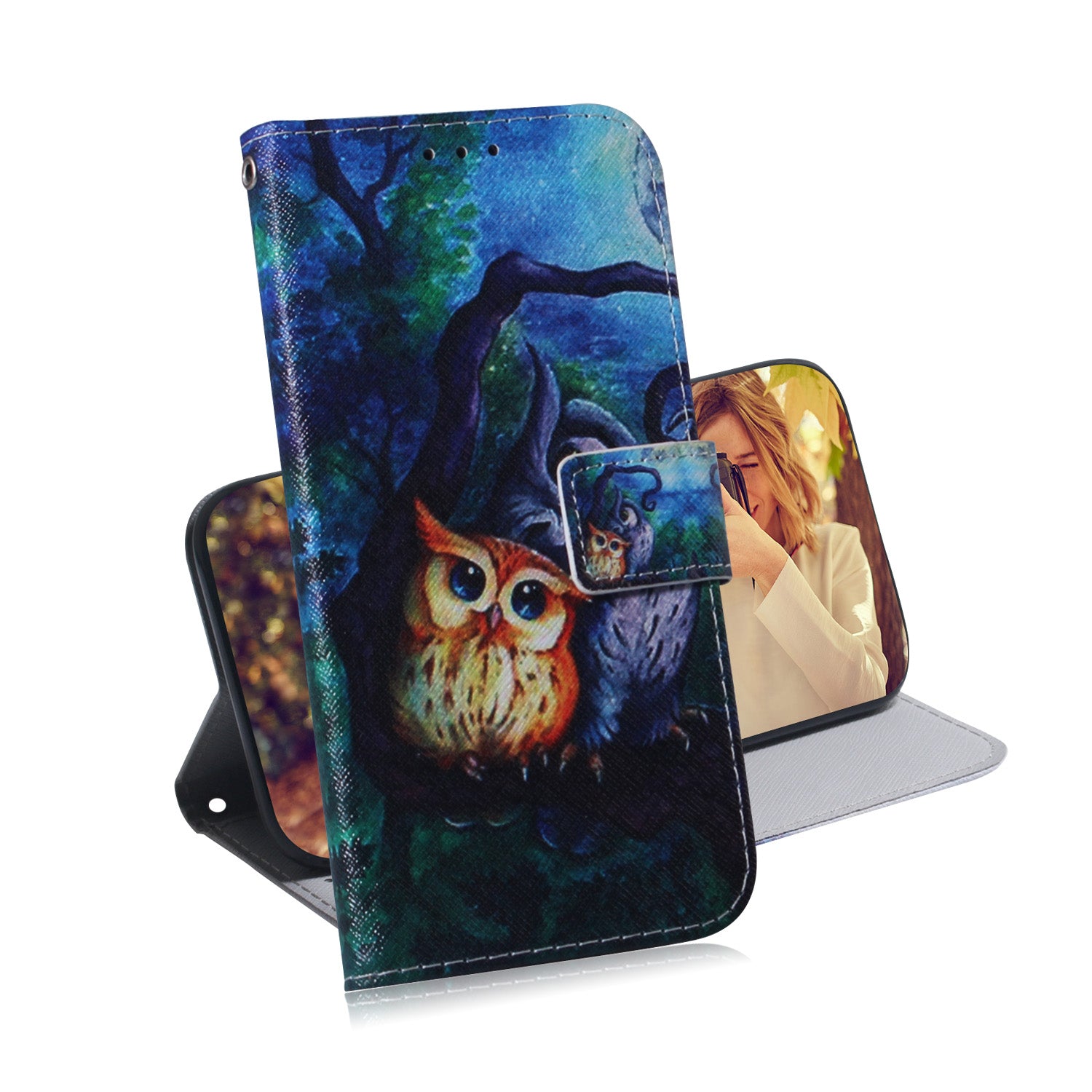 For Samsung Galaxy S20 FE/S20 Fan Edition/S20 FE 5G/S20 Fan Edition 5G/S20 Lite/S20 FE 2022 Pattern Printing Wallet Leather Phone Case - Owl