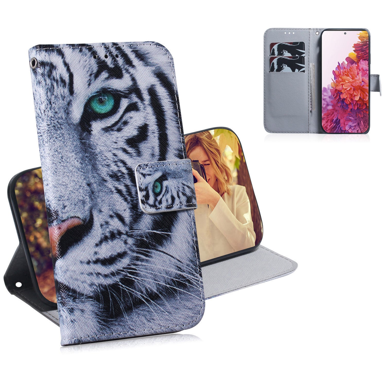 For Samsung Galaxy S20 FE/S20 Fan Edition/S20 FE 5G/S20 Fan Edition 5G/S20 Lite/S20 FE 2022 Pattern Printing Wallet Leather Phone Case - Tiger