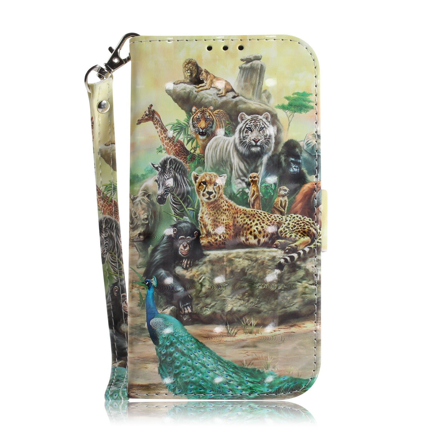 Light Spot Decor Pattern Printing Wallet Stand Leather Phone Case with Strap for Samsung Galaxy S20 FE/S20 Fan Edition/S20 FE 5G/S20 Fan Edition 5G/S20 Lite/S20 FE 2022 - Animals