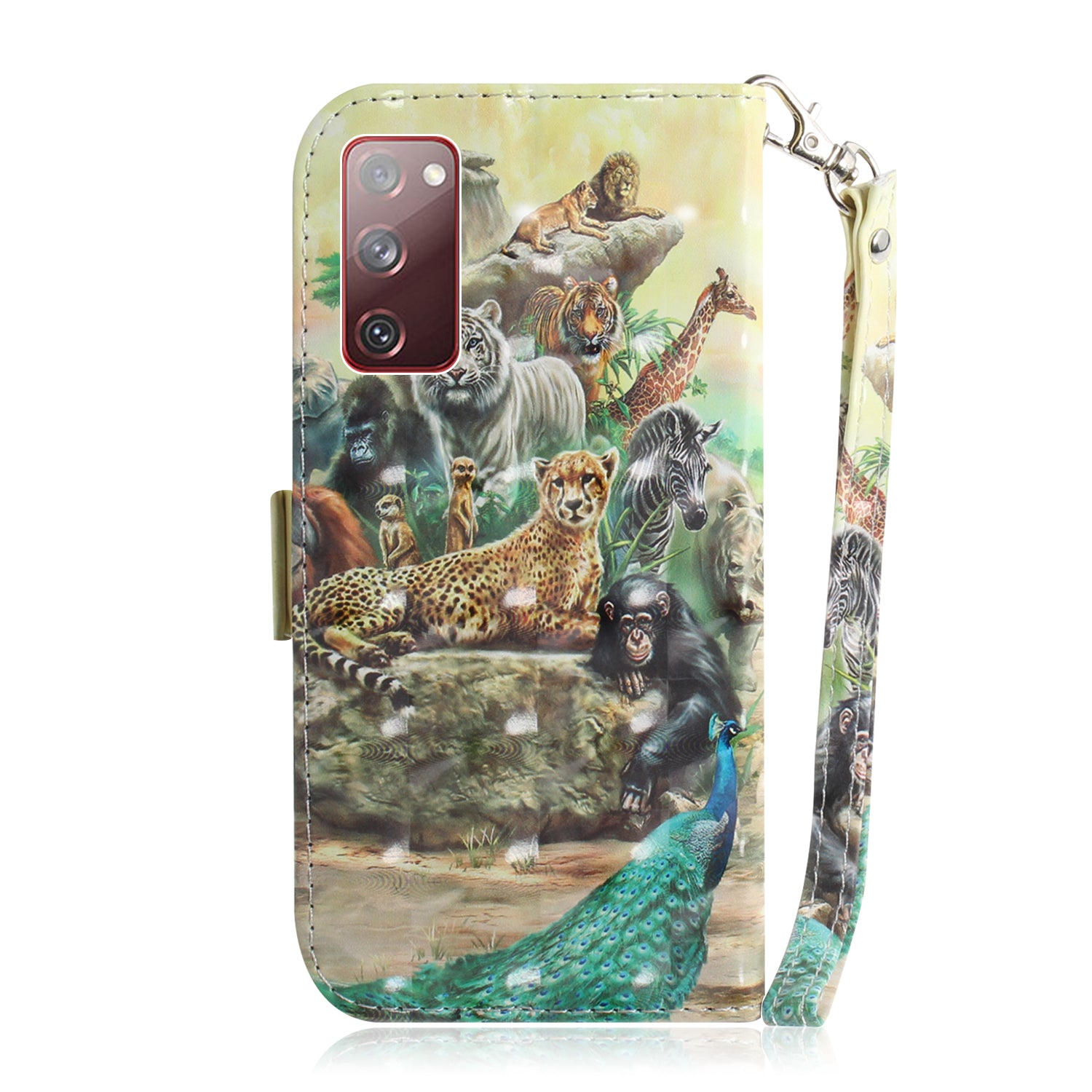 Light Spot Decor Pattern Printing Wallet Stand Leather Phone Case with Strap for Samsung Galaxy S20 FE/S20 Fan Edition/S20 FE 5G/S20 Fan Edition 5G/S20 Lite/S20 FE 2022 - Animals