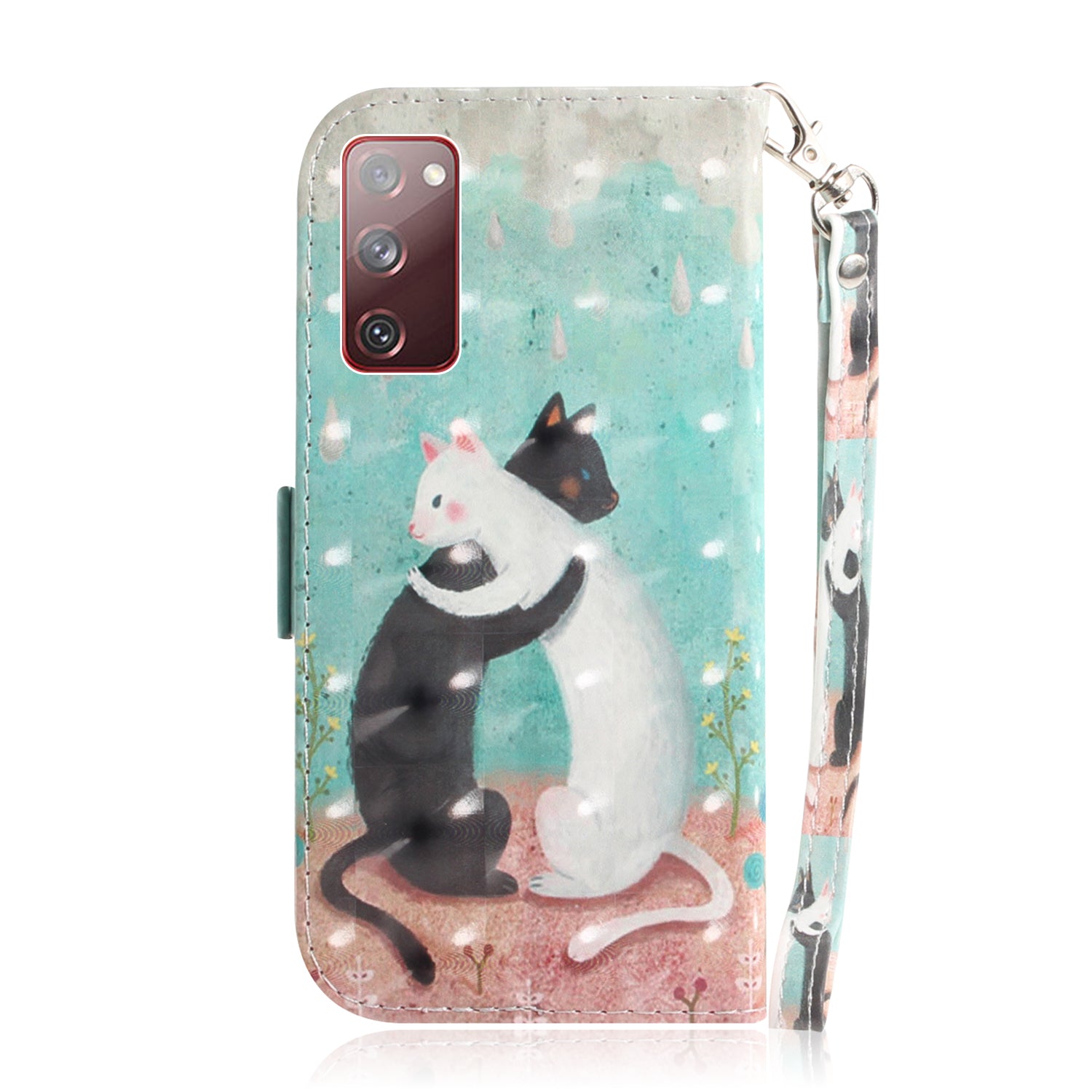 For Samsung Galaxy S20 FE/S20 Fan Edition/S20 FE 5G/S20 Fan Edition 5G/S20 Lite/S20 FE 2022 Light Spot Decor Pattern Printing Wallet Stand Leather Phone Case with Strap - Two Cats