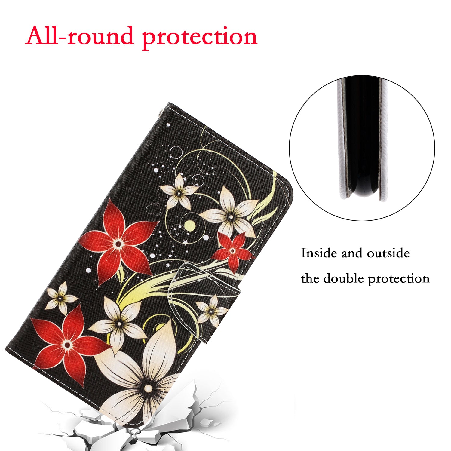 For Samsung Galaxy S20 FE/Fan Edition/S20 FE 5G/Fan Edition 5G/S20 Lite/S20 FE 2022 Pattern Printing Flip Leather Wallet Protective Case - Flowers