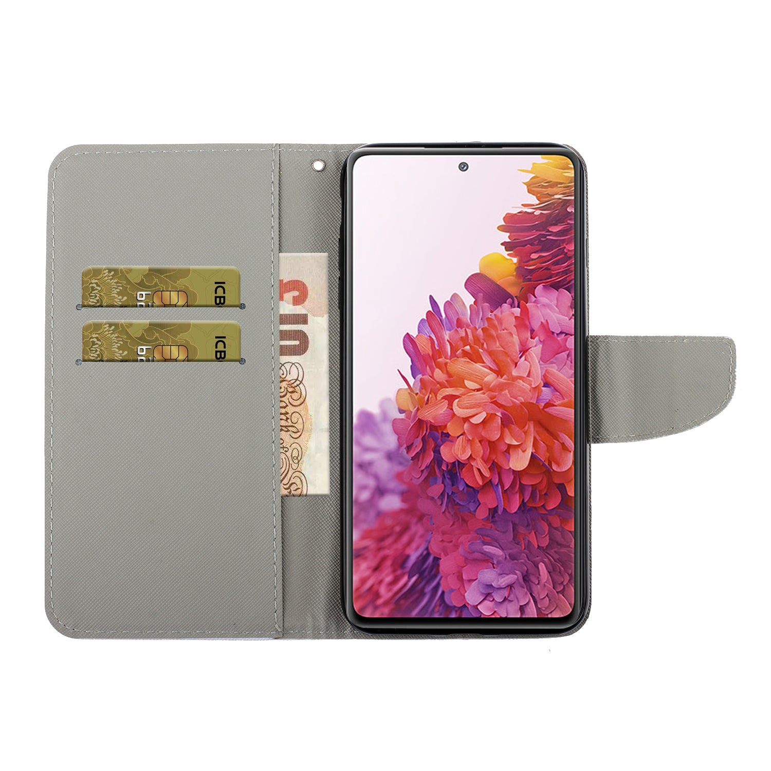 For Samsung Galaxy S20 FE/Fan Edition/S20 FE 5G/Fan Edition 5G/S20 Lite/S20 FE 2022 Pattern Printing Flip Leather Wallet Protective Case - Flowers